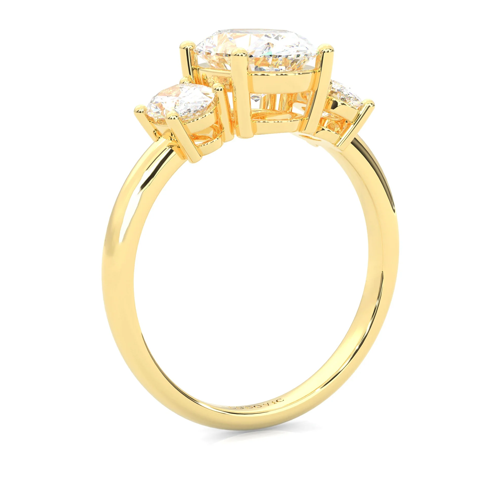 Trinité d’Amour Moissanite Engagement Ring (Yellow 14k Solid Gold) - Image 5