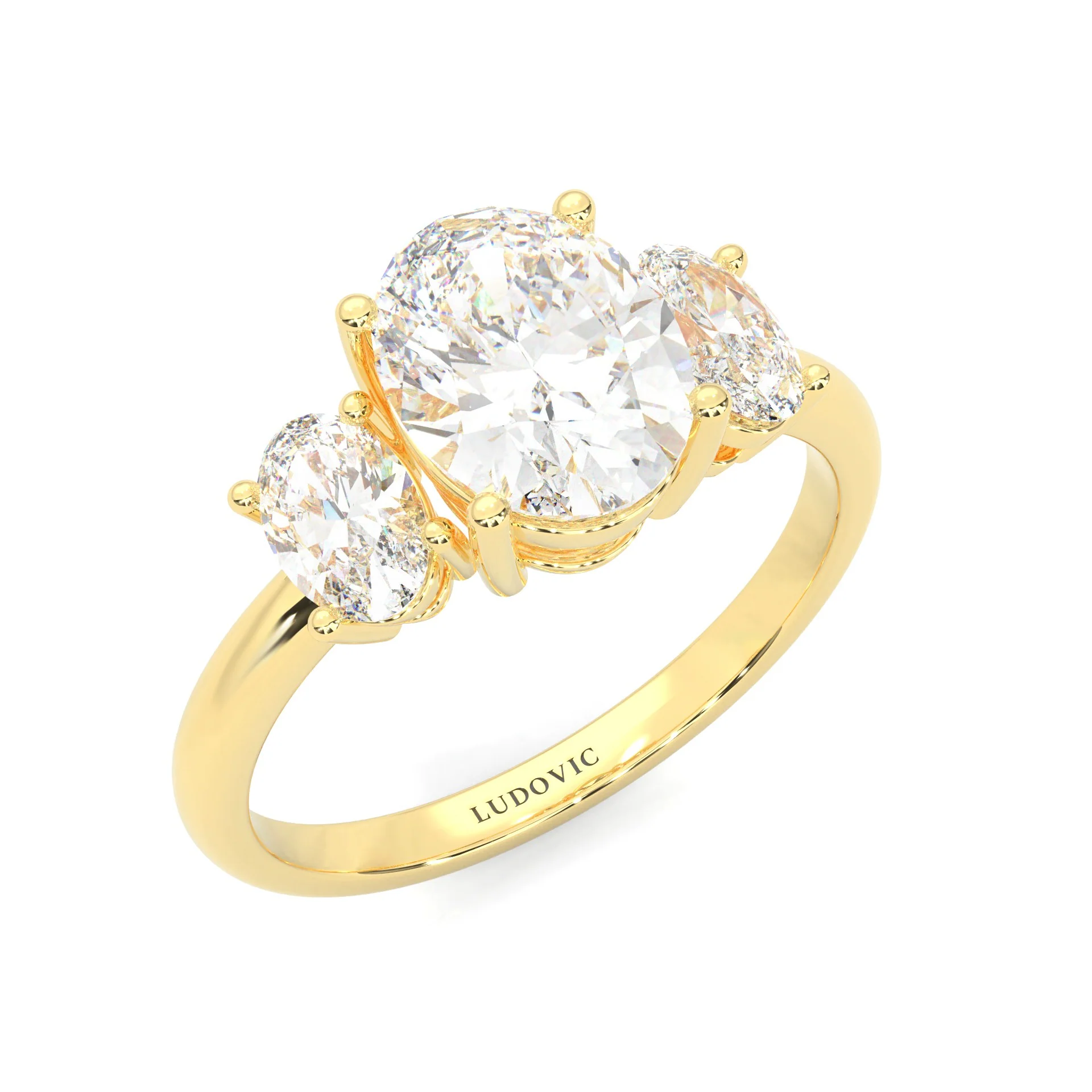 Trinité d’Amour Moissanite Engagement Ring (Yellow 14k Solid Gold) - Image 6
