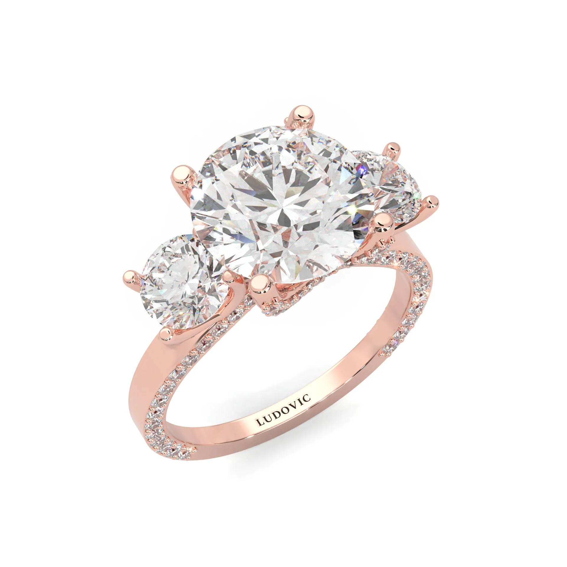 Triomphe de Lumière Moissanite Engagement Ring (14K Rose Gold) - Image 6