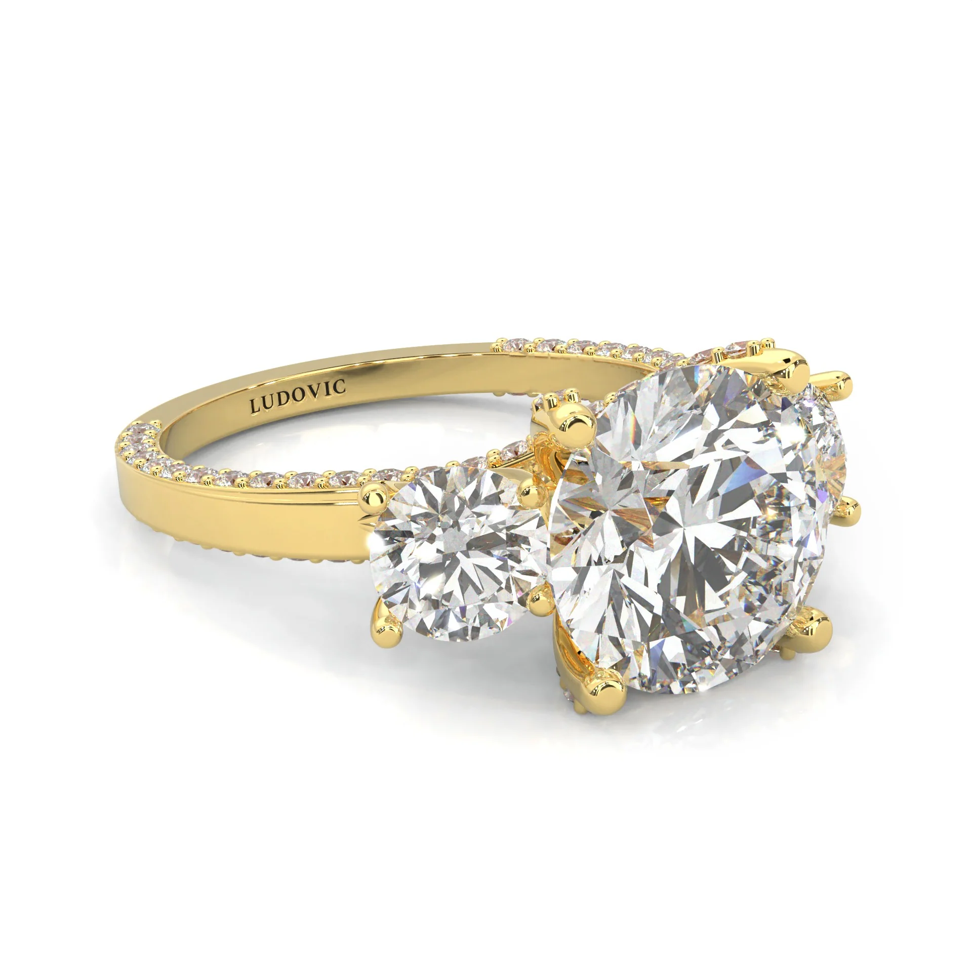 Triomphe de Lumière Moissanite Engagement Ring (14K Yellow Gold ) - Image 4