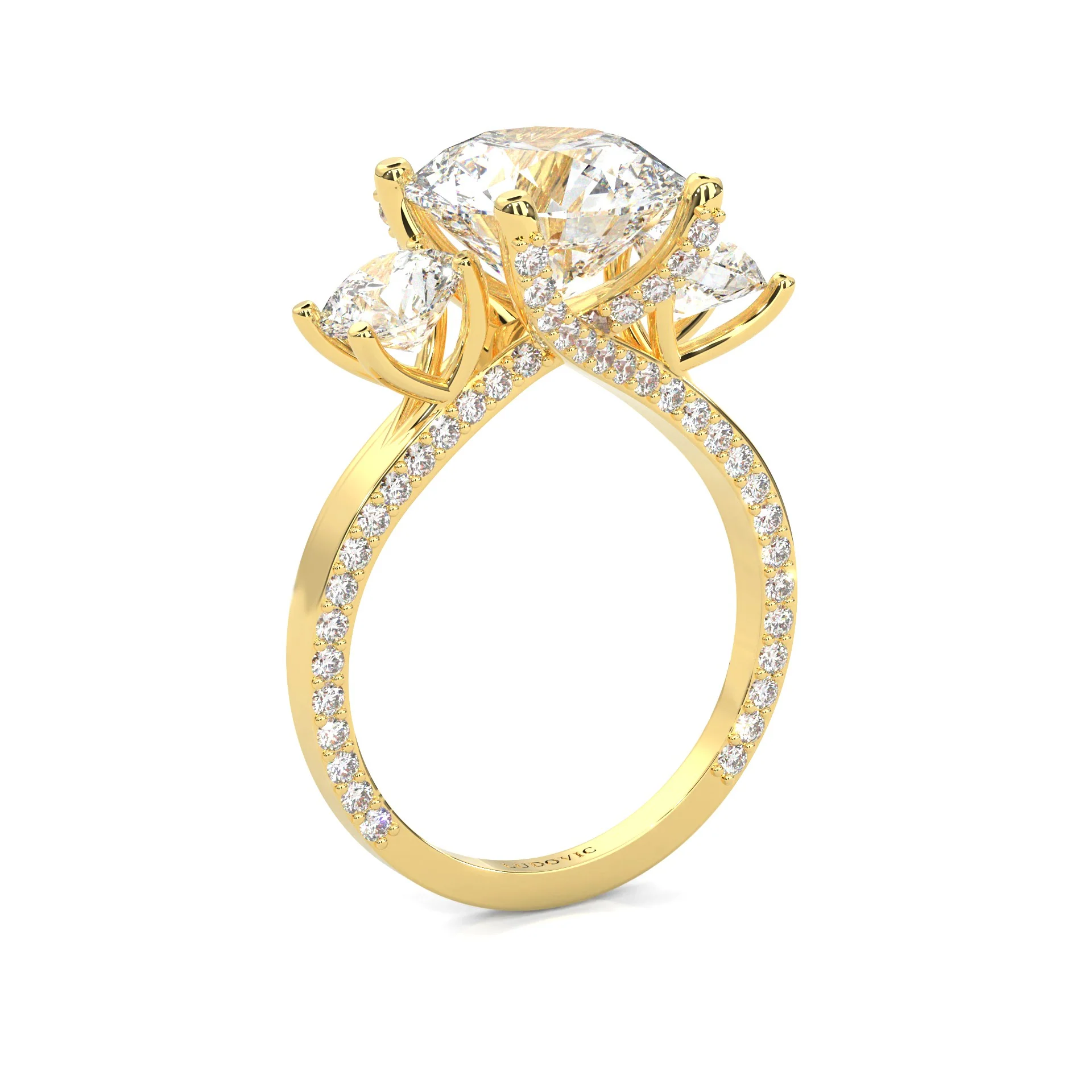 Triomphe de Lumière Moissanite Engagement Ring (14K Yellow Gold ) - Image 5