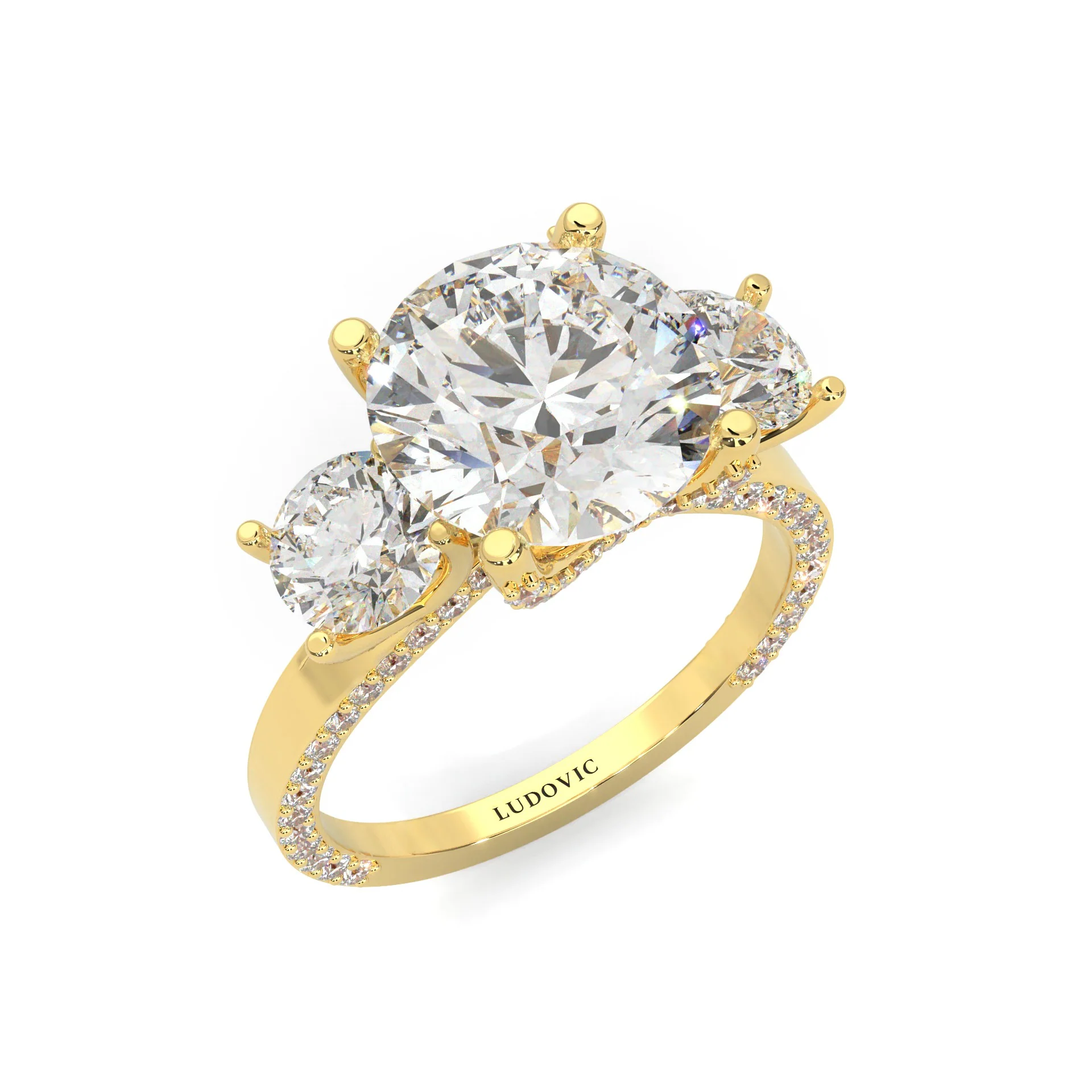 Triomphe de Lumière Moissanite Engagement Ring (14K Yellow Gold ) - Image 6