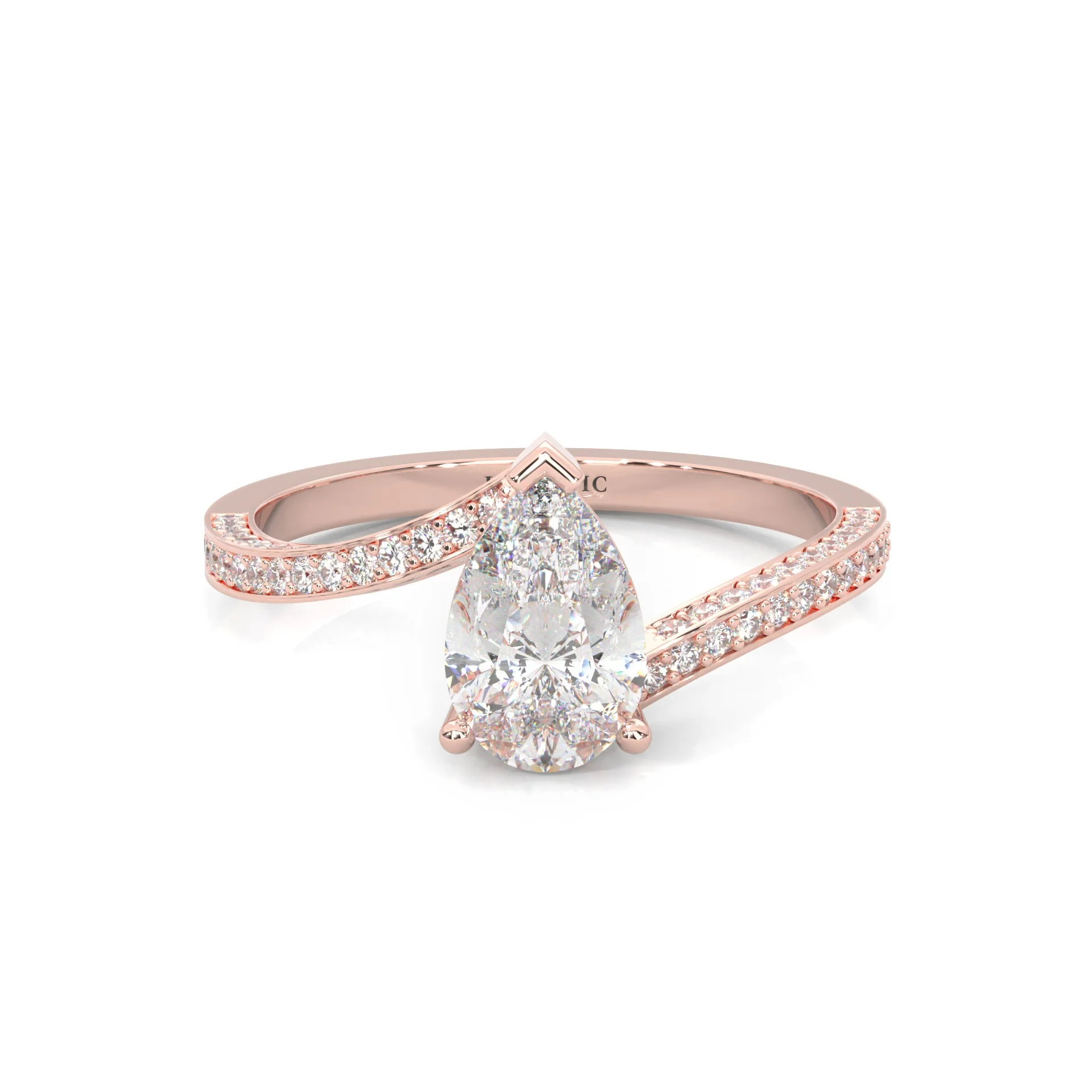 Twilight Twist Harmony Moissanite Engagement Ring ( Rose Gold 14K )