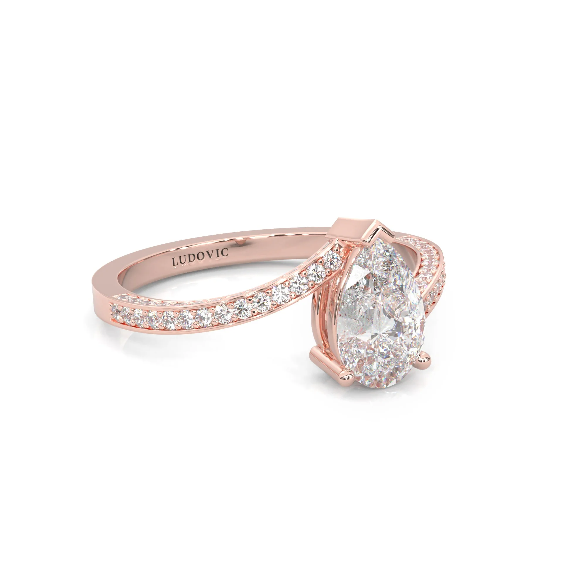 Twilight Twist Harmony Moissanite Engagement Ring ( Rose Gold 14K ) - Image 3