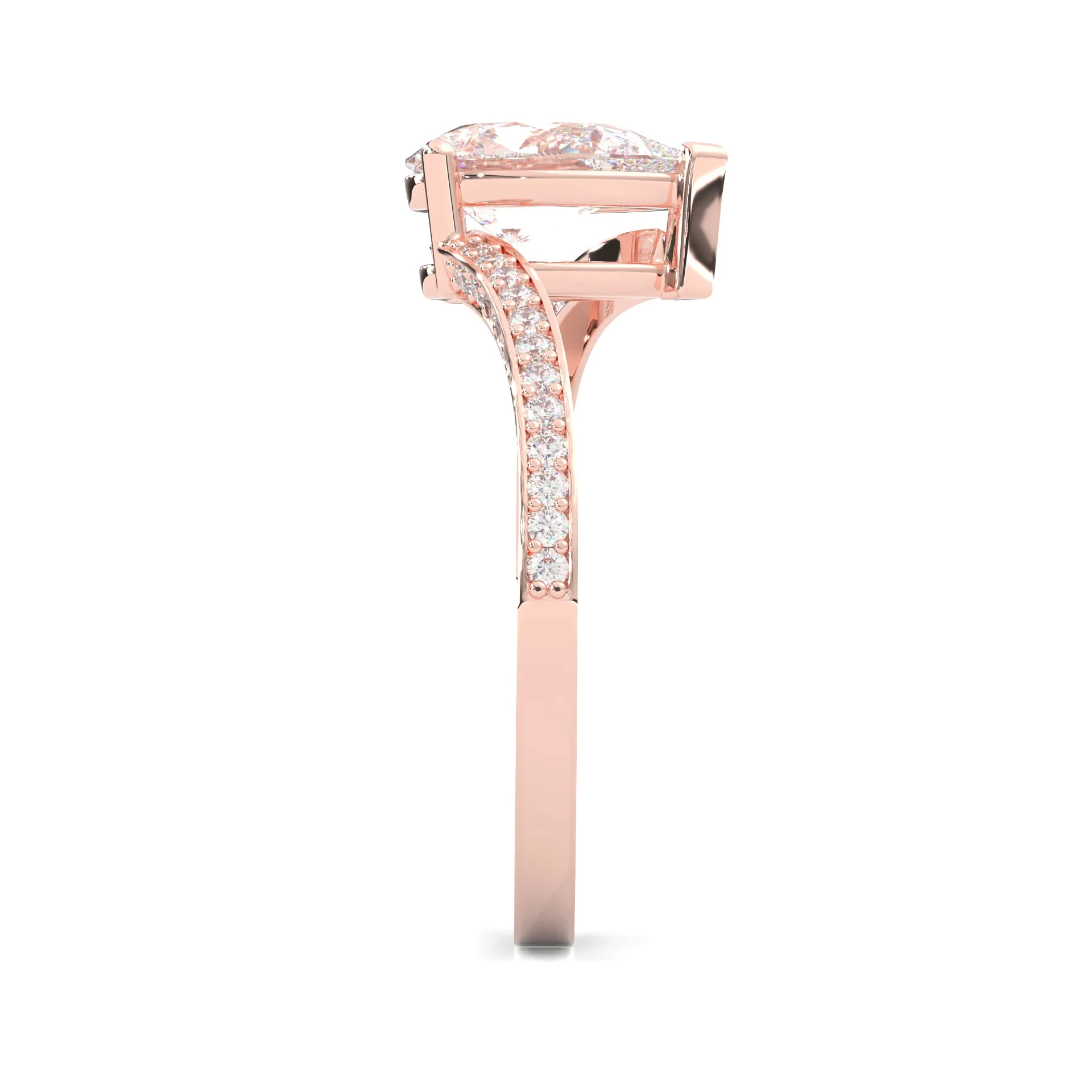 Twilight Twist Harmony Moissanite Engagement Ring ( Rose Gold 14K ) - Image 4