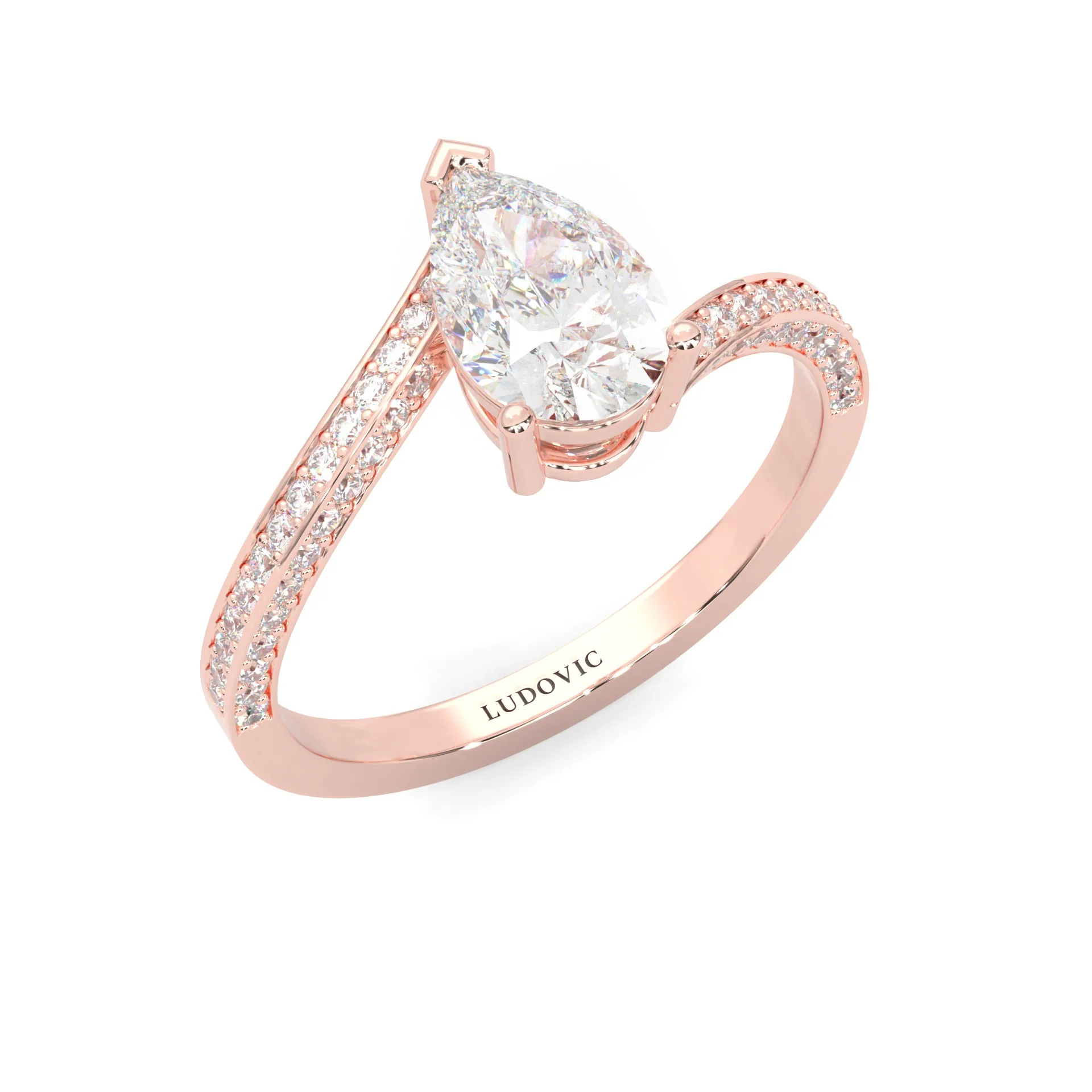 Twilight Twist Harmony Moissanite Engagement Ring ( Rose Gold 14K ) - Image 7