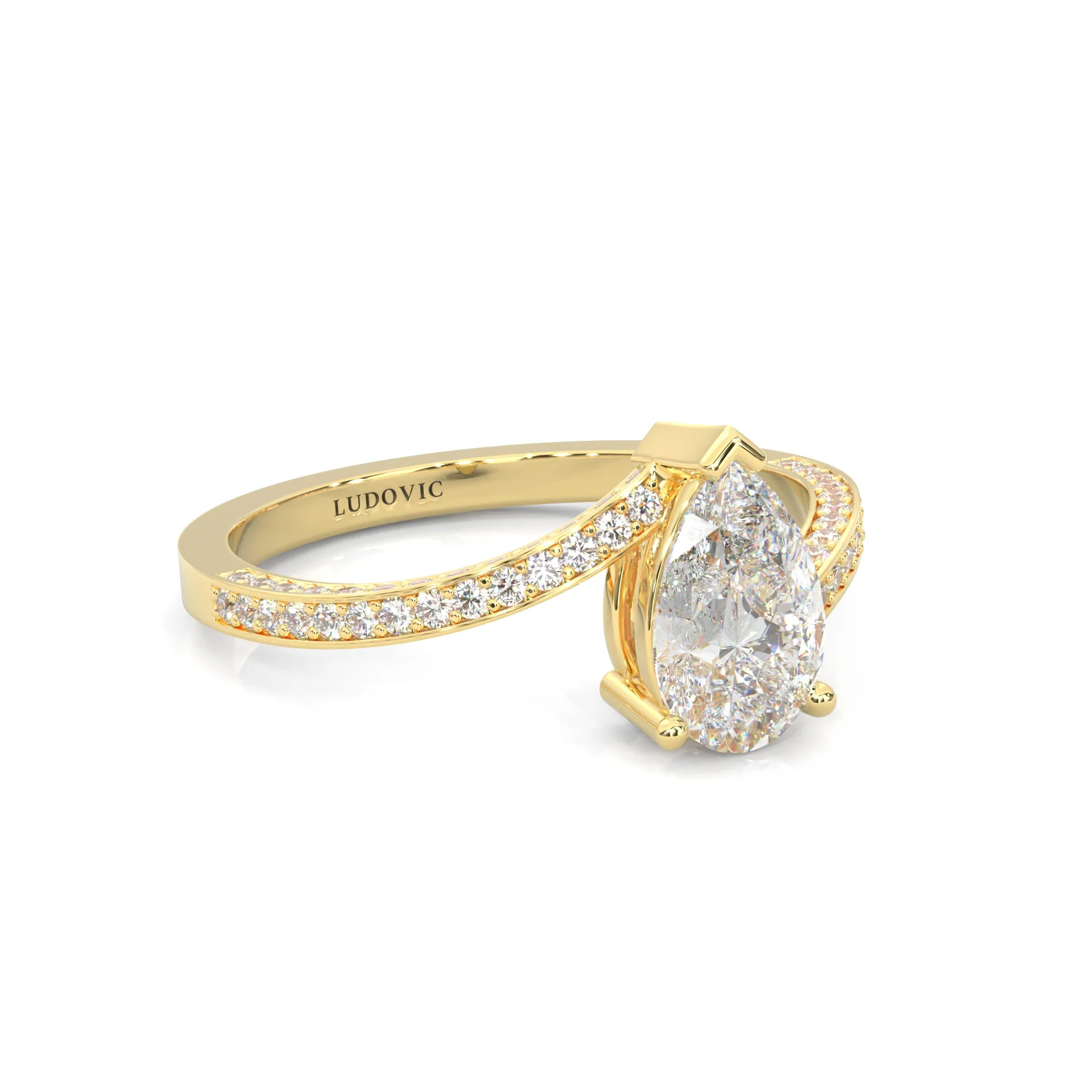 Twilight Twist Harmony Moissanite Engagement Ring ( Yellow Gold 14K ) - Image 3