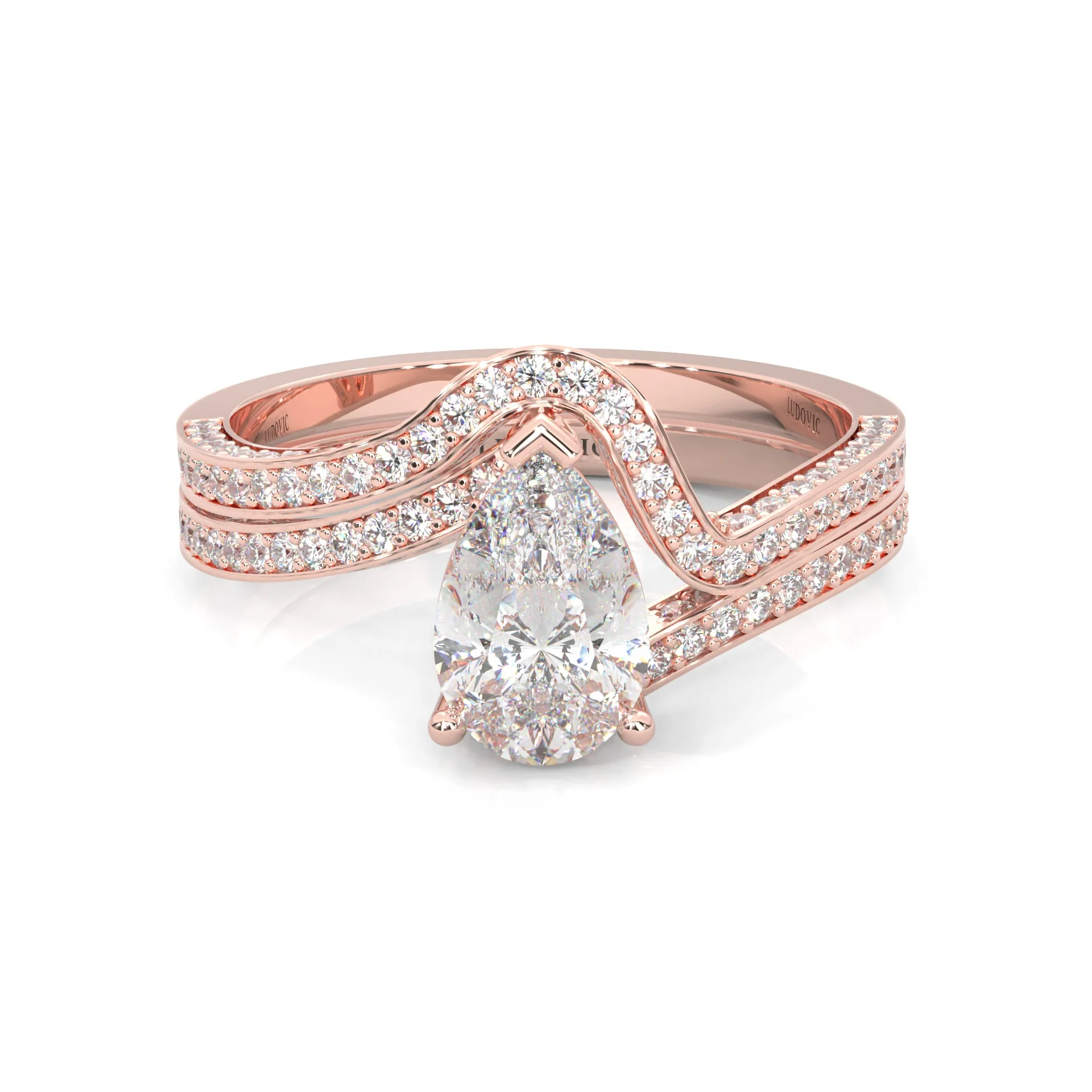Twilight Twist Harmony Moissanite Wedding Set (14k Solid Rose Gold)