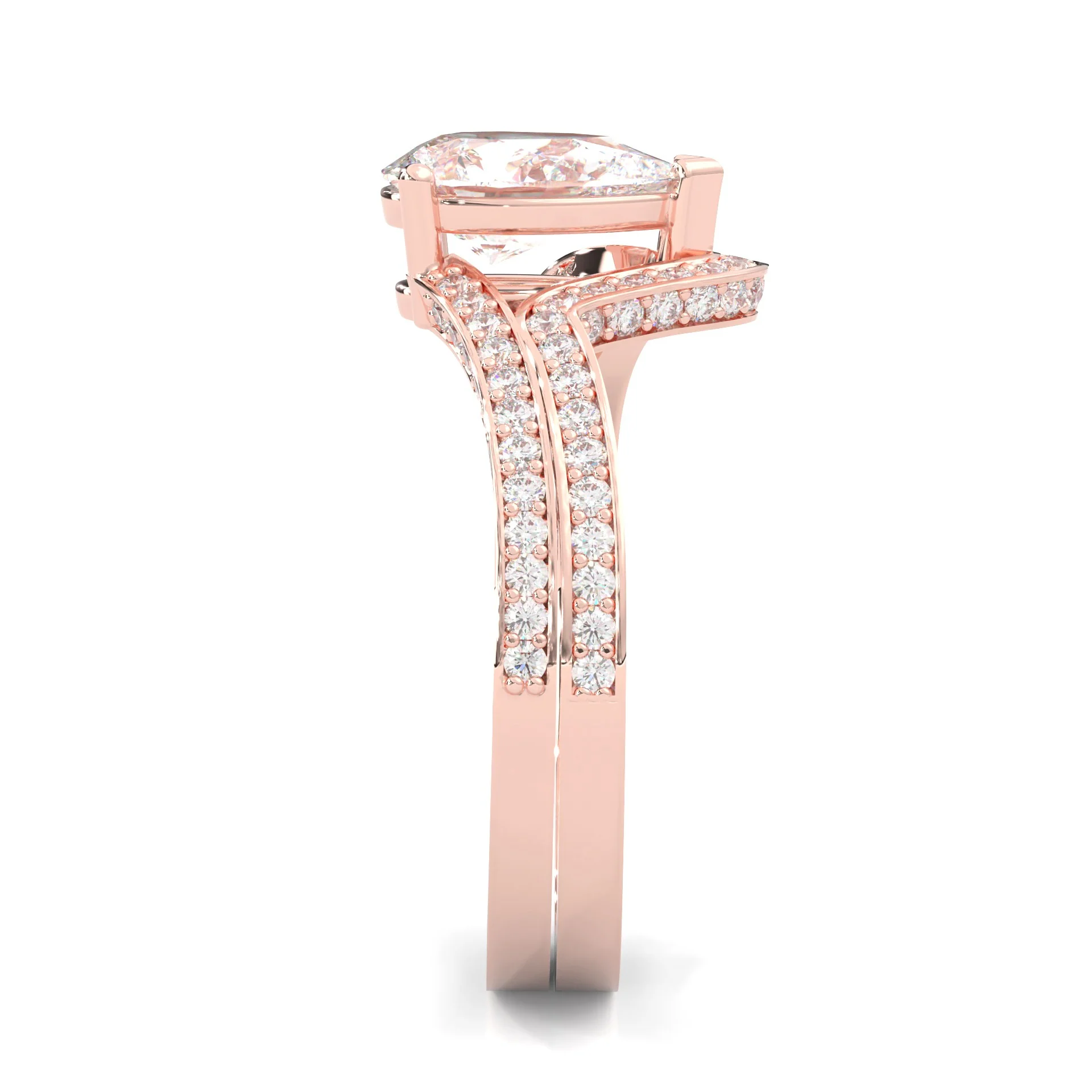 Twilight Twist Harmony Moissanite Wedding Set (14k Solid Rose Gold) - Image 4