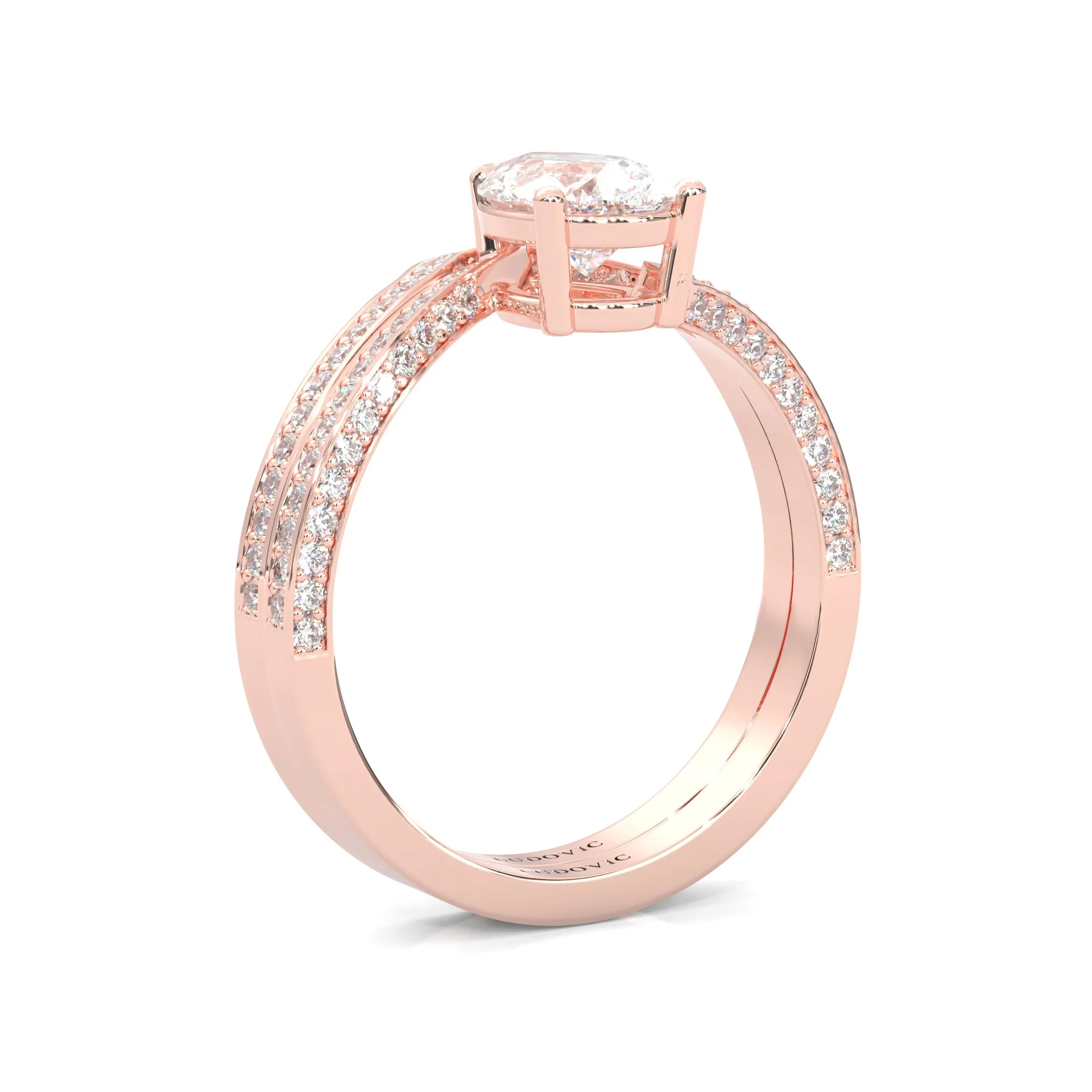 Twilight Twist Harmony Moissanite Wedding Set (14k Solid Rose Gold) - Image 6