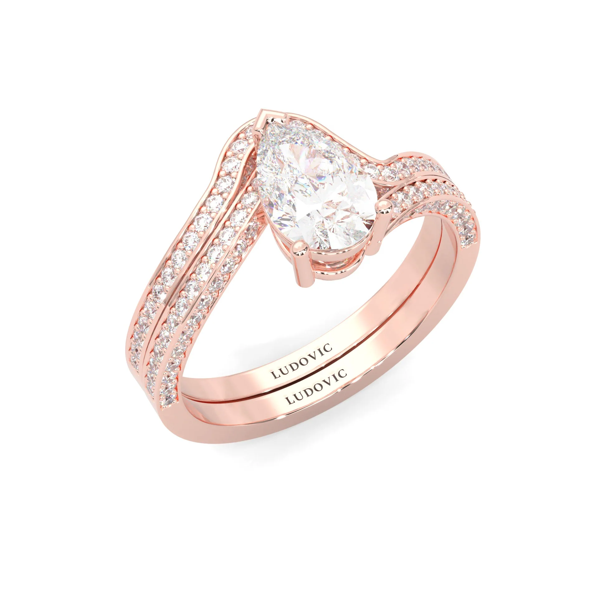 Twilight Twist Harmony Moissanite Wedding Set (14k Solid Rose Gold) - Image 7