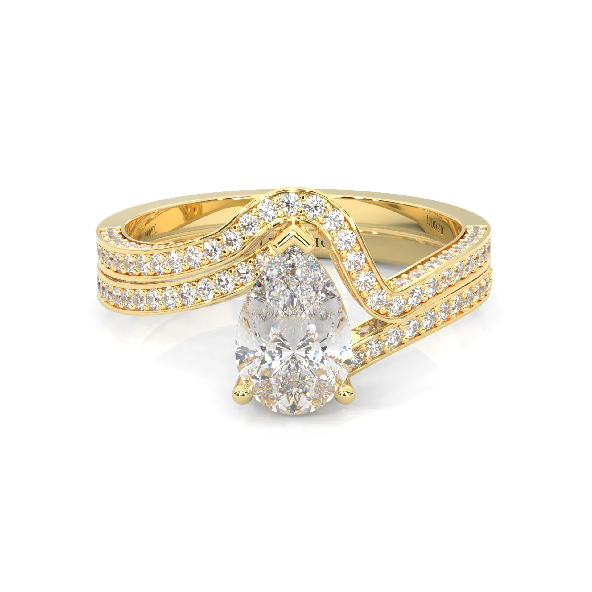 Twilight Twist Harmony Moissanite Wedding Set (14k Solid Yellow Gold)
