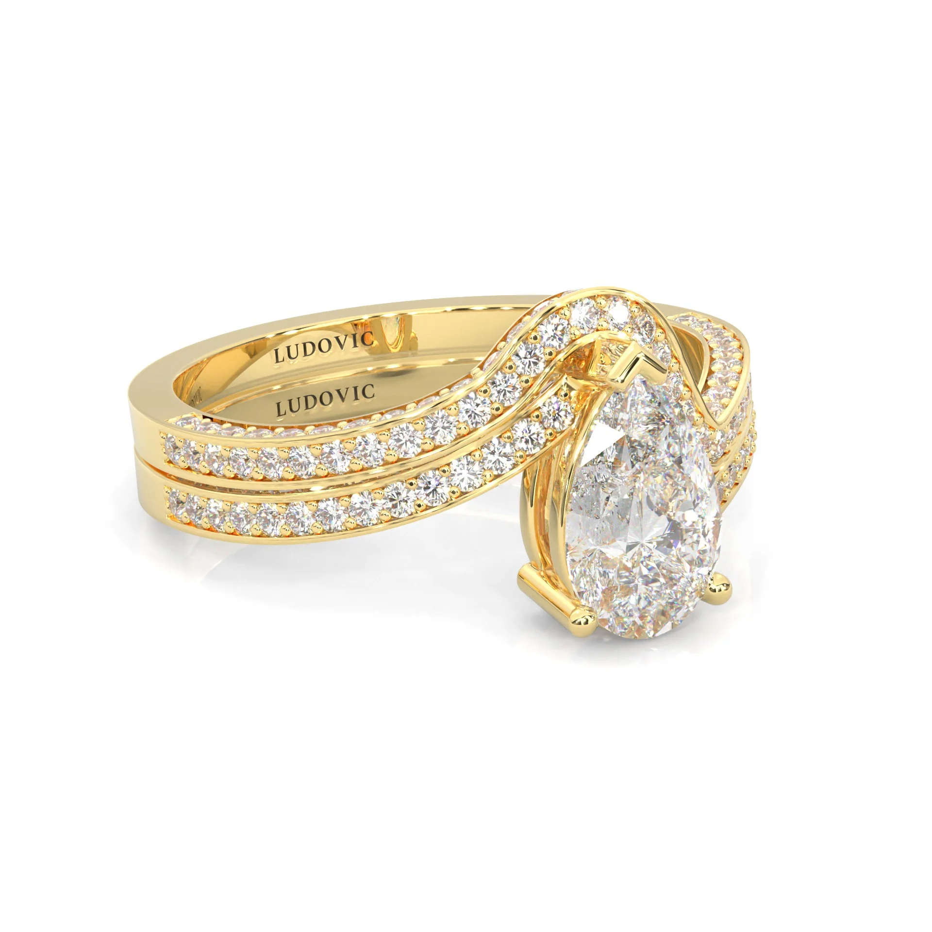 Twilight Twist Harmony Moissanite Wedding Set (14k Solid Yellow Gold) - Image 3