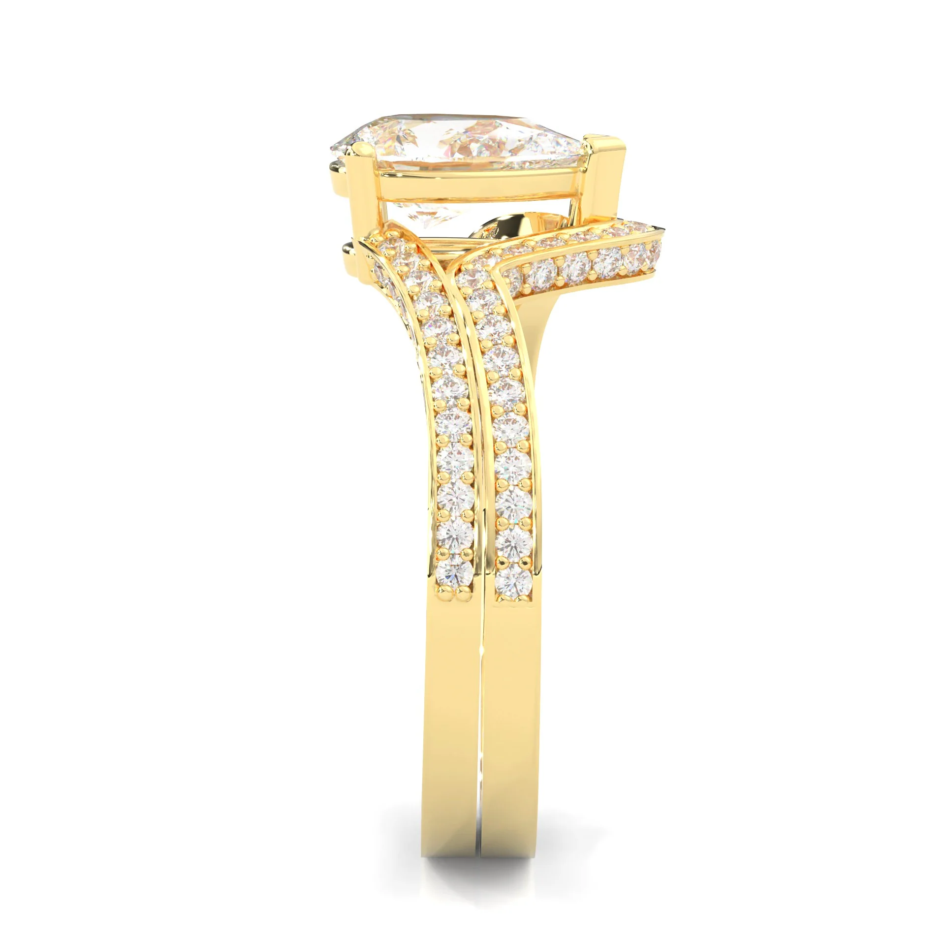 Twilight Twist Harmony Moissanite Wedding Set (14k Solid Yellow Gold) - Image 4