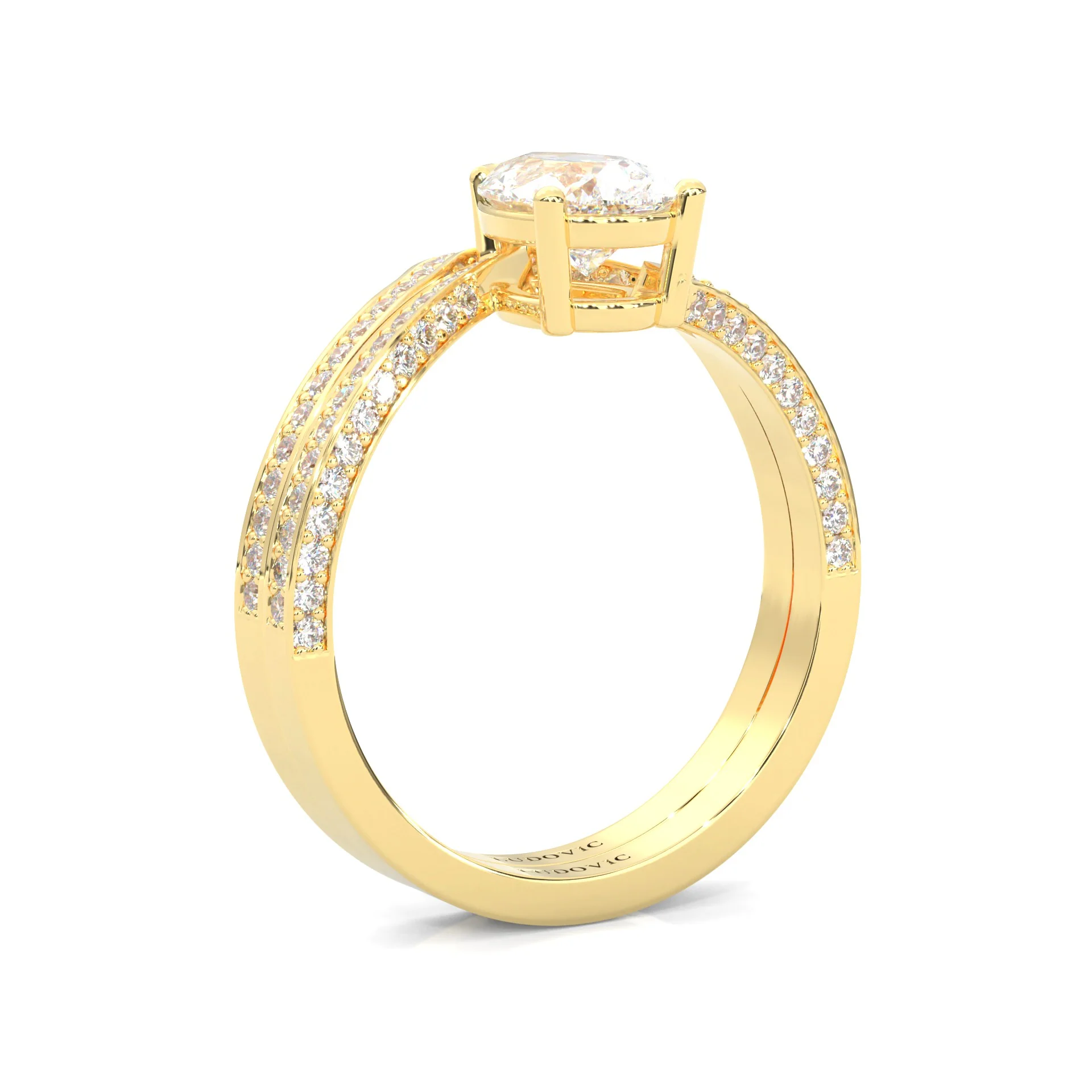 Twilight Twist Harmony Moissanite Wedding Set (14k Solid Yellow Gold) - Image 5