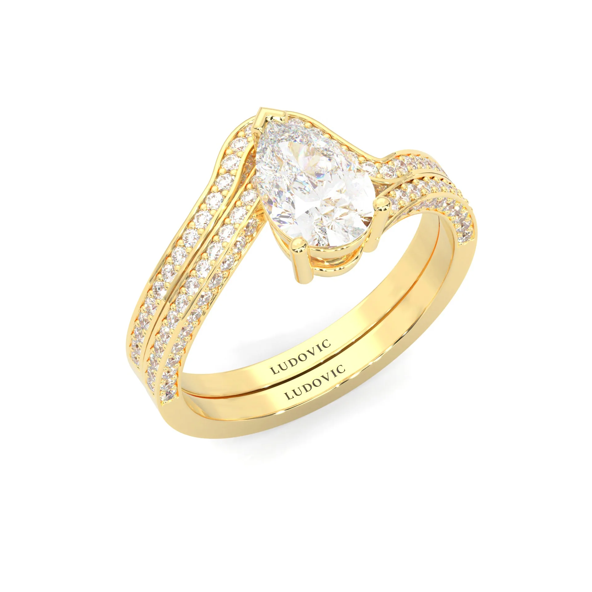 Twilight Twist Harmony Moissanite Wedding Set (14k Solid Yellow Gold) - Image 7