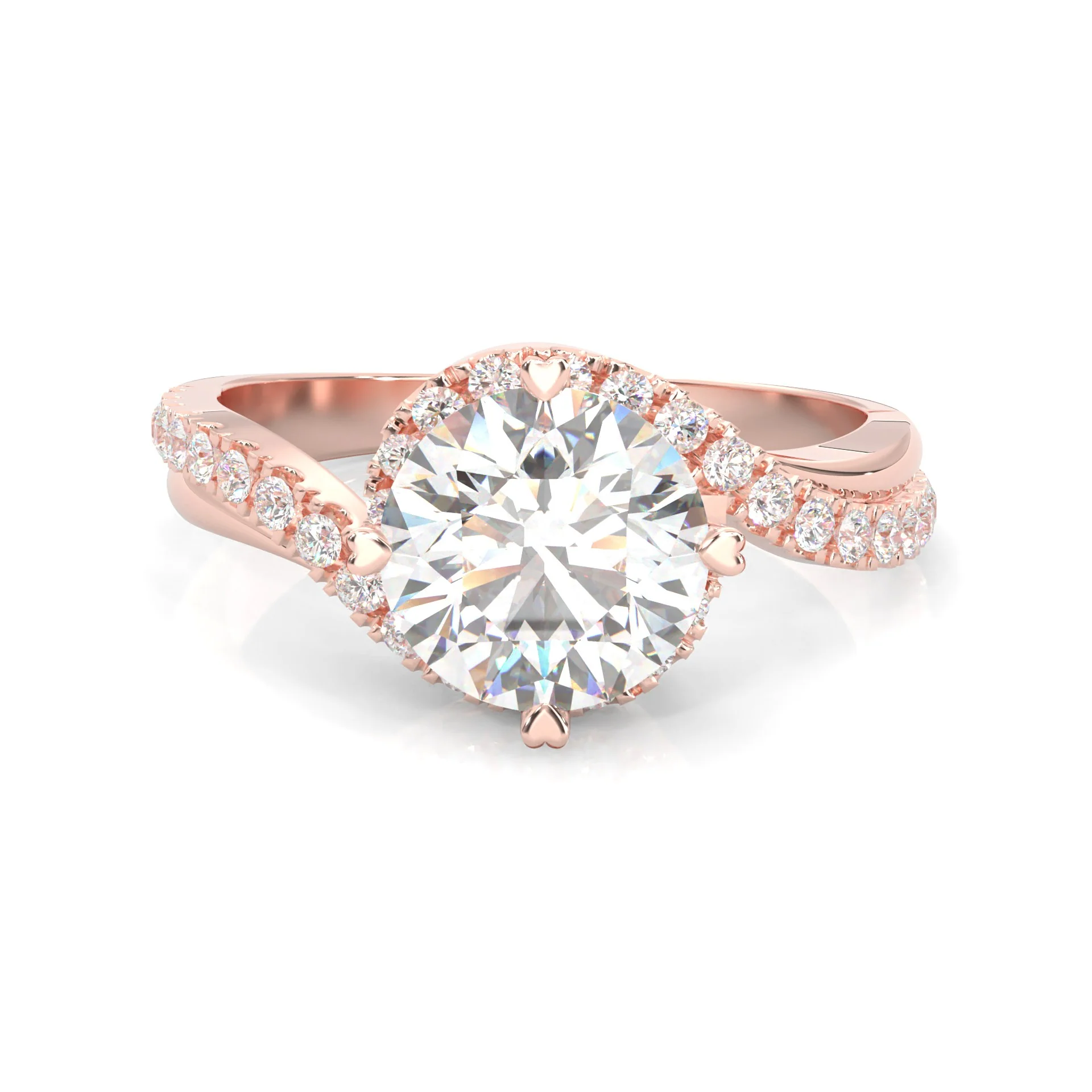 Twisted Fate Moissanite Engagement Ring ( Rose Gold 14K )