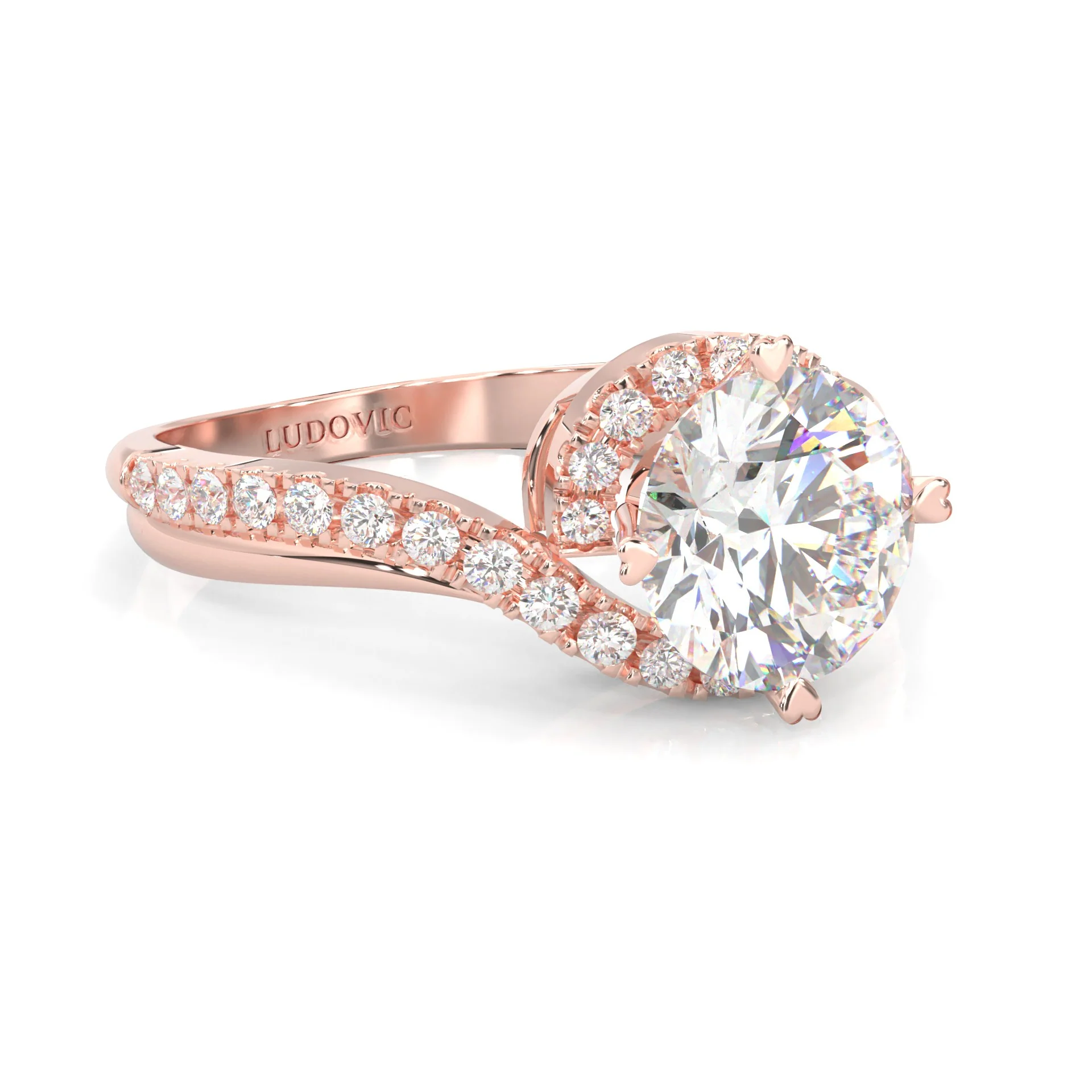 Twisted Fate Moissanite Engagement Ring ( Rose Gold 14K ) - Image 3