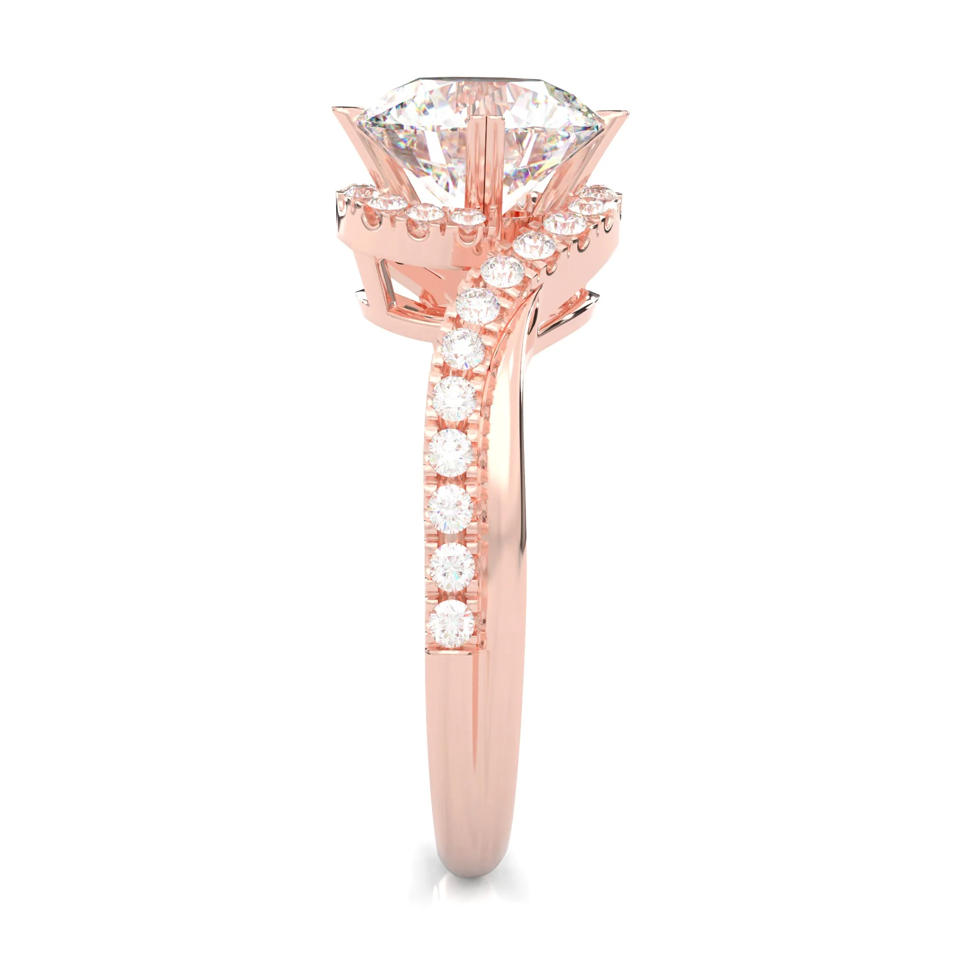 Twisted Fate Moissanite Engagement Ring ( Rose Gold 14K ) - Image 4