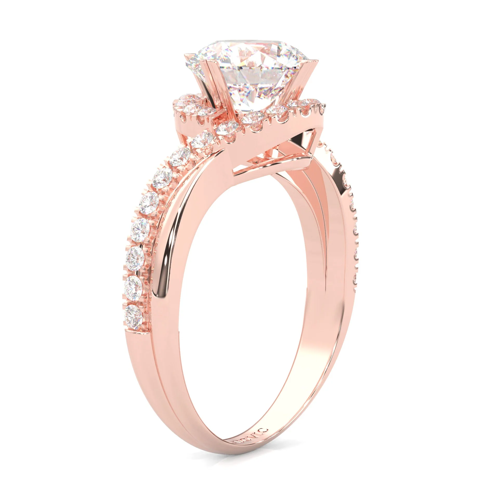 Twisted Fate Moissanite Engagement Ring ( Rose Gold 14K ) - Image 5