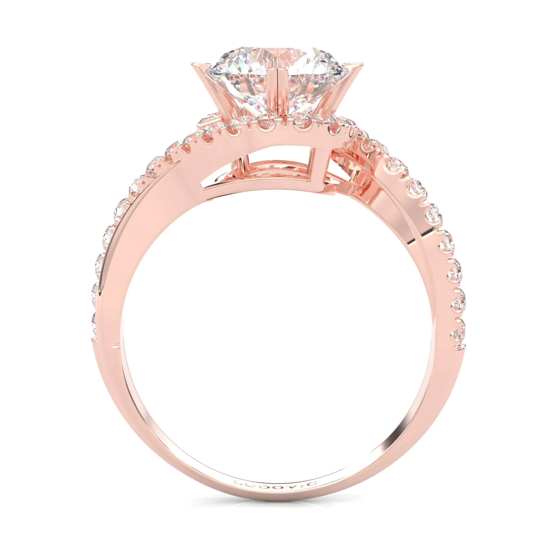 Twisted Fate Moissanite Engagement Ring ( Rose Gold 14K ) - Image 6