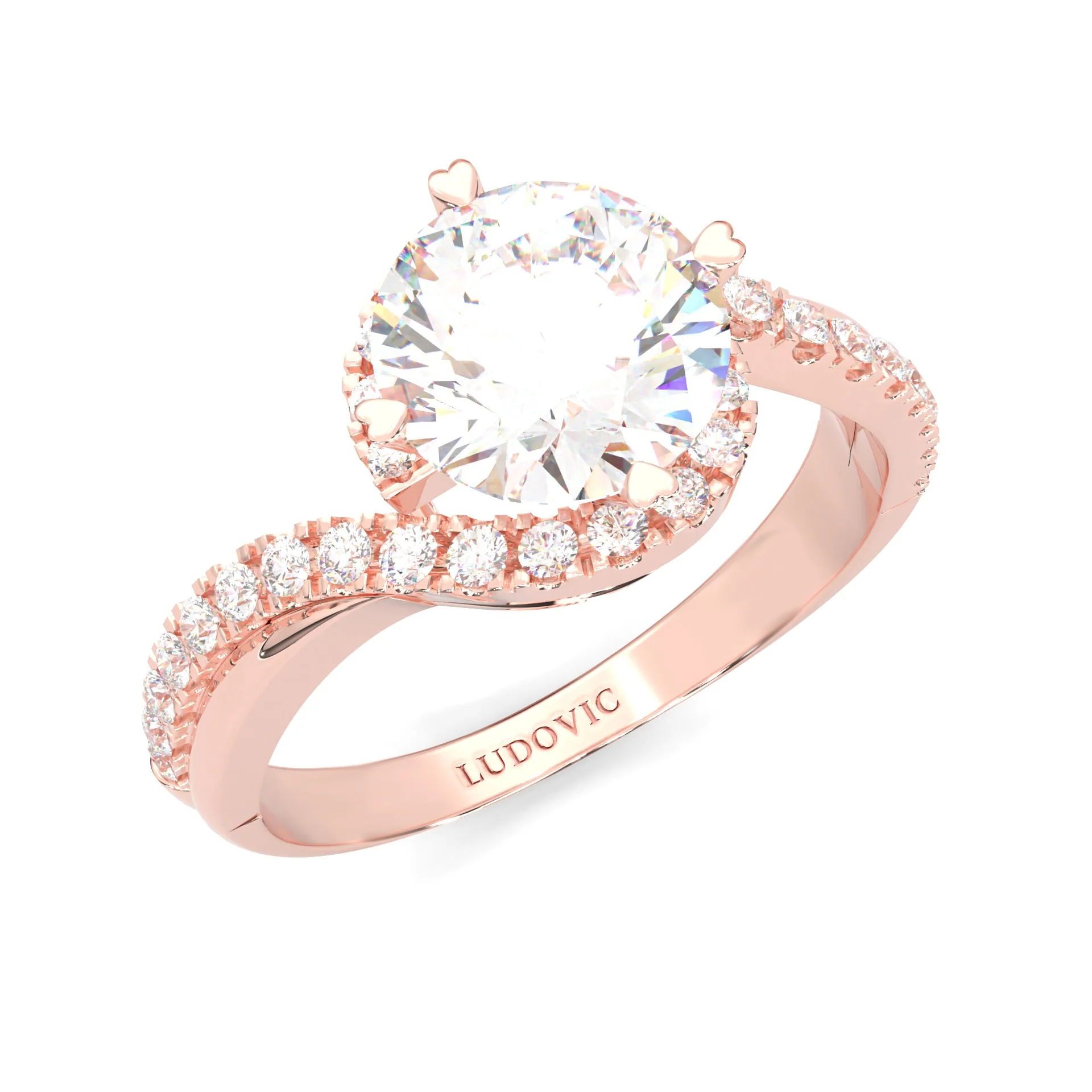 Twisted Fate Moissanite Engagement Ring ( Rose Gold 14K ) - Image 7