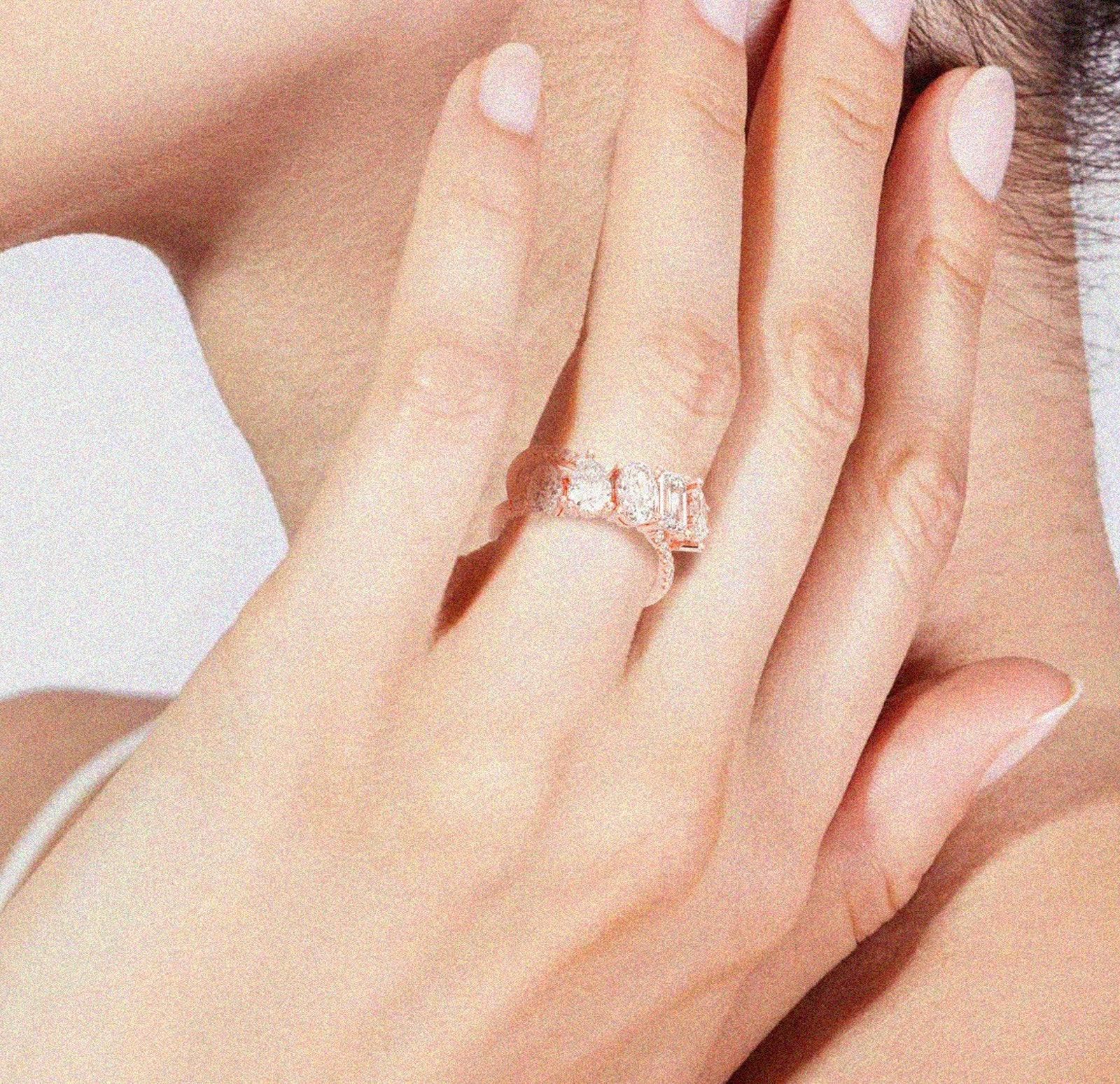 Twisted Mixed-Cut Moissanite Cluster Ring (14K Rose Gold) - Image 2