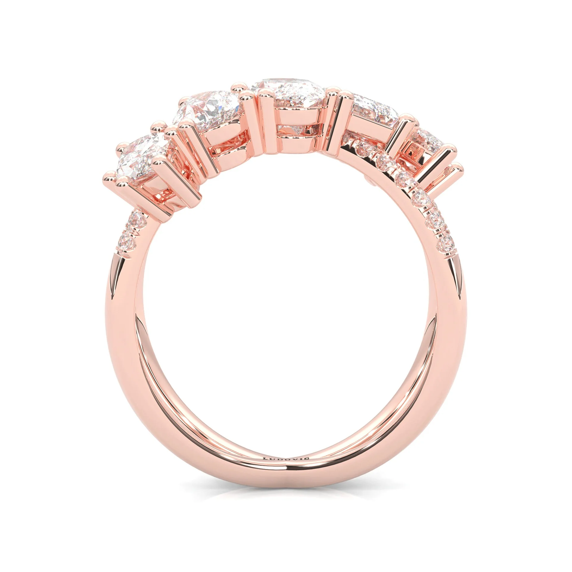Twisted Mixed-Cut Moissanite Cluster Ring (14K Rose Gold) - Image 6