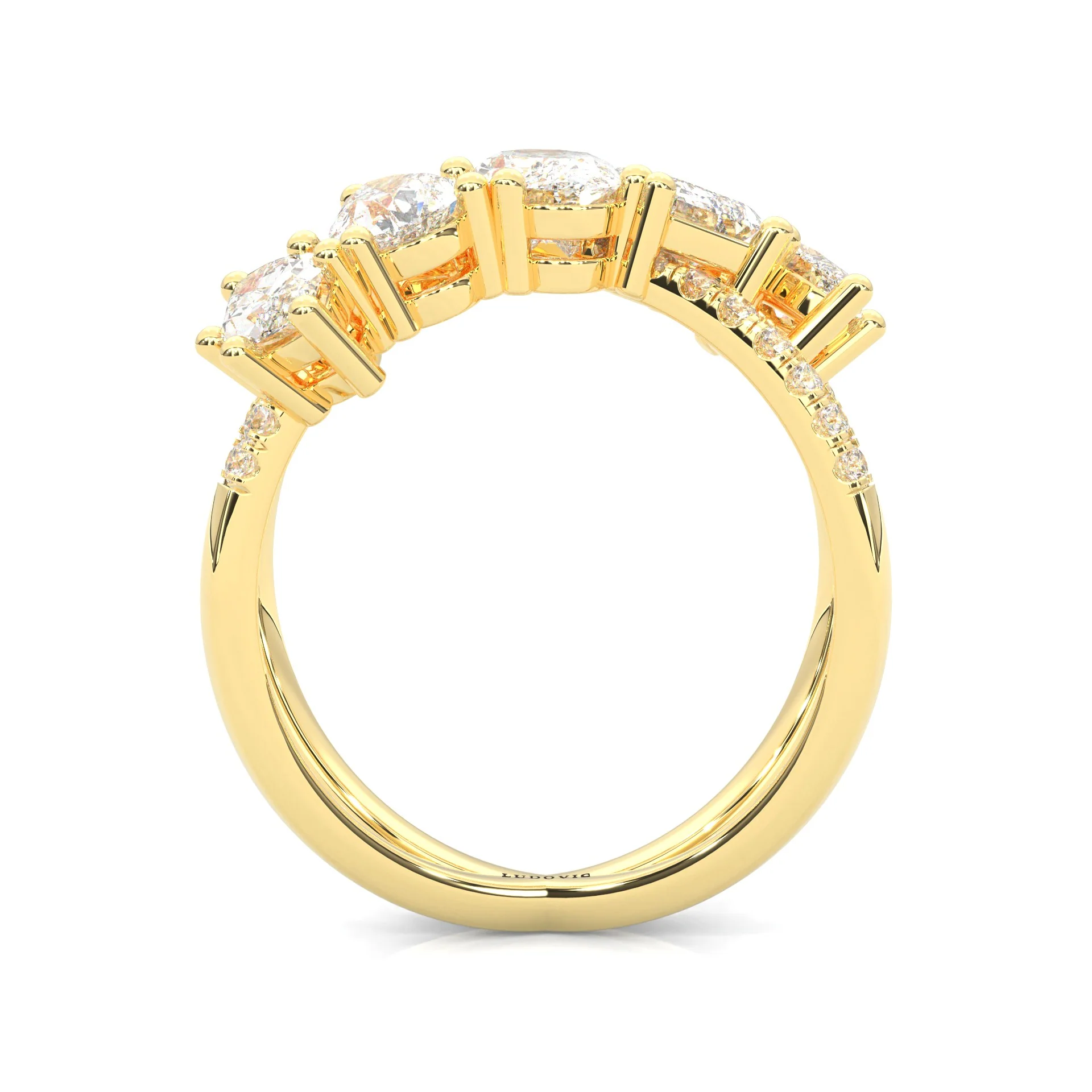 Twisted Mixed-Cut Moissanite Cluster Ring ( 14K Yellow Gold ) - Image 4