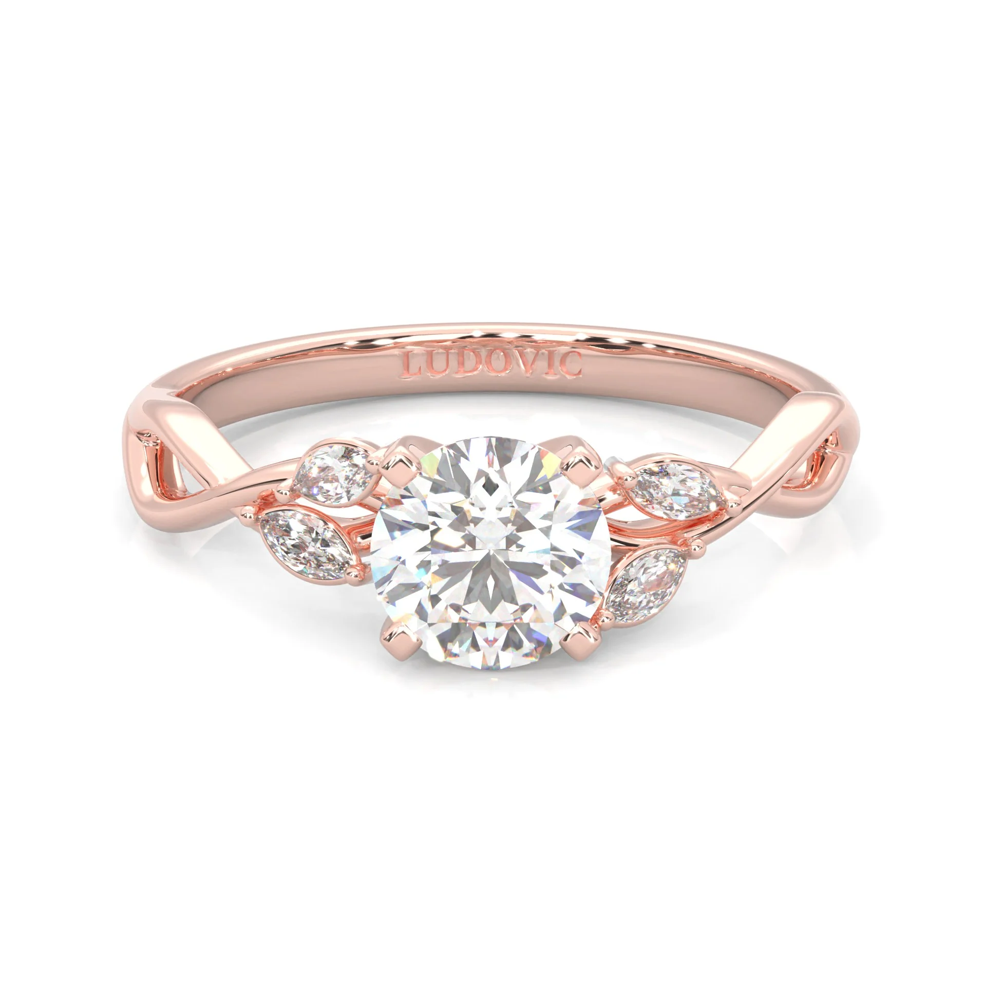 Unique Twist Engagement Ring ( Rose Gold 14K )