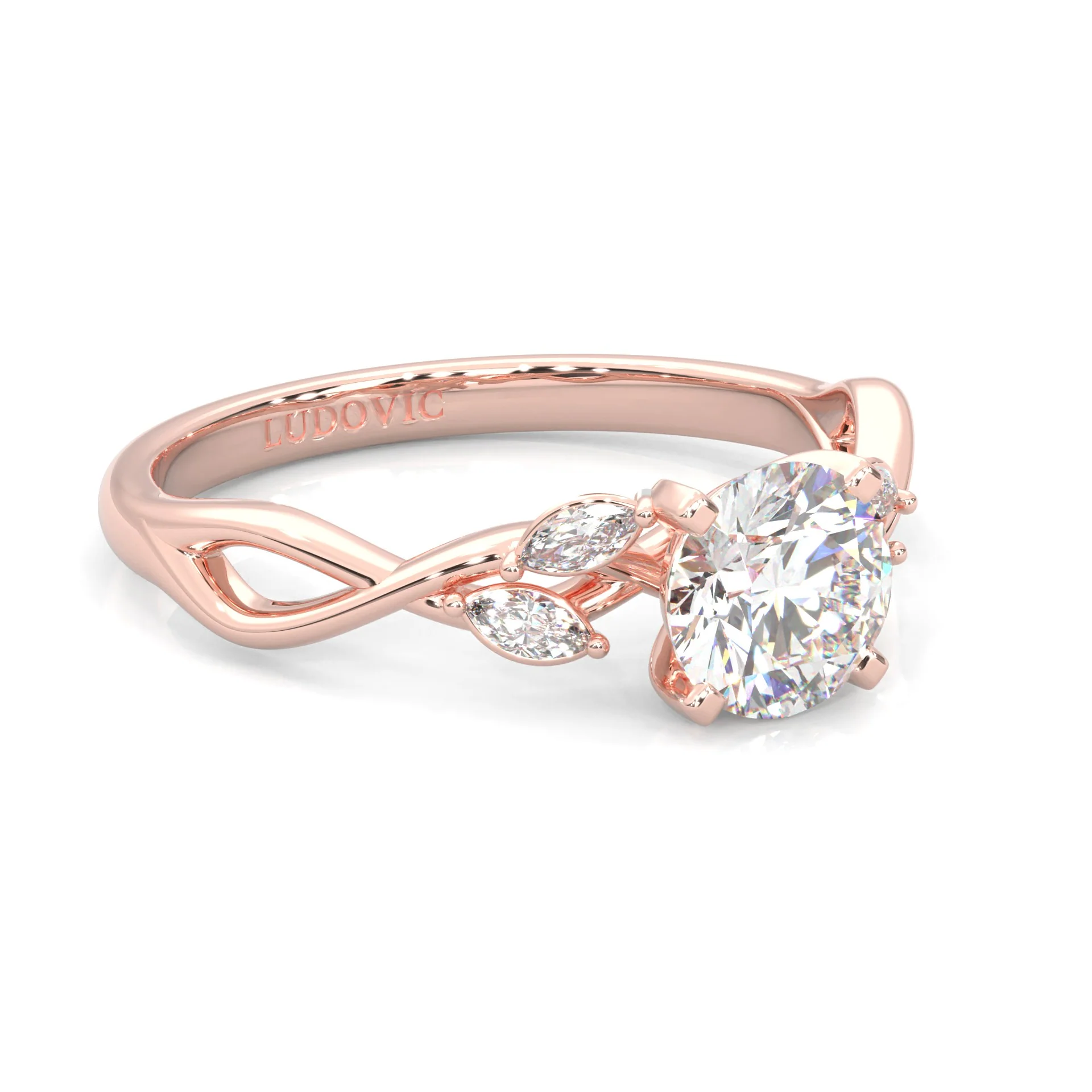 Unique Twist Engagement Ring ( Rose Gold 14K ) - Image 3
