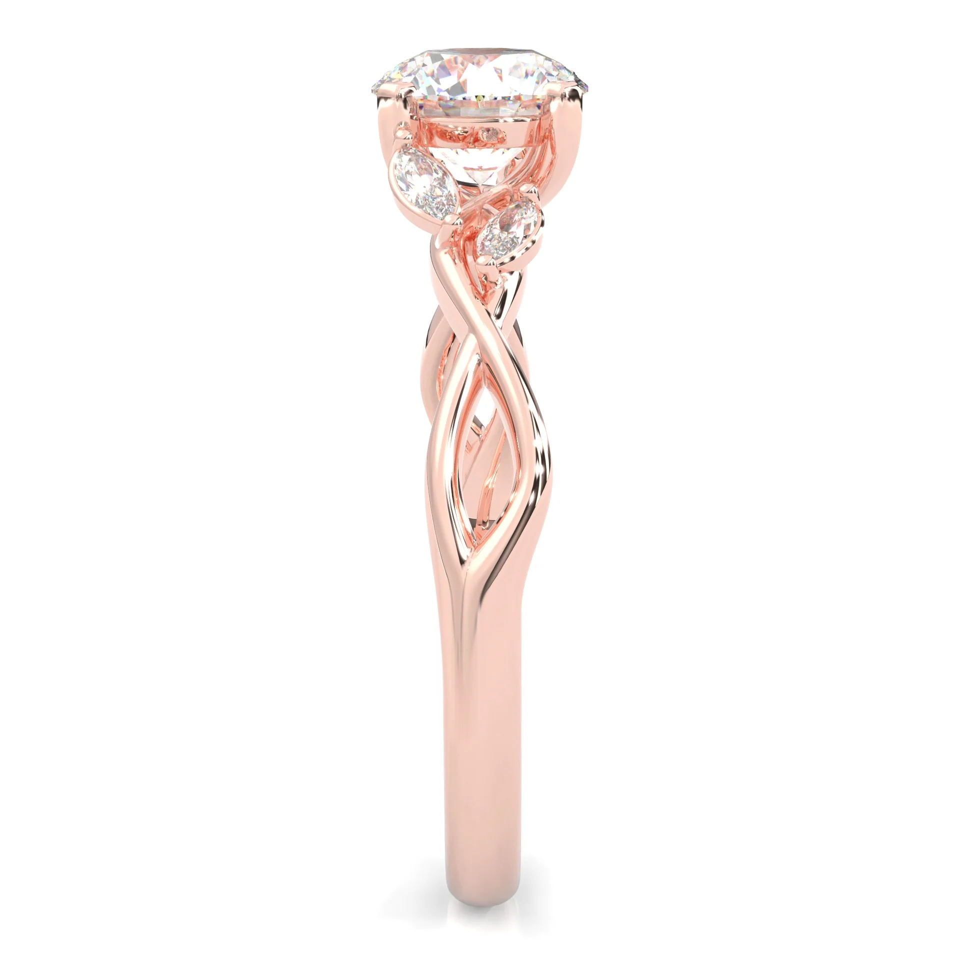 Unique Twist Engagement Ring ( Rose Gold 14K ) - Image 4