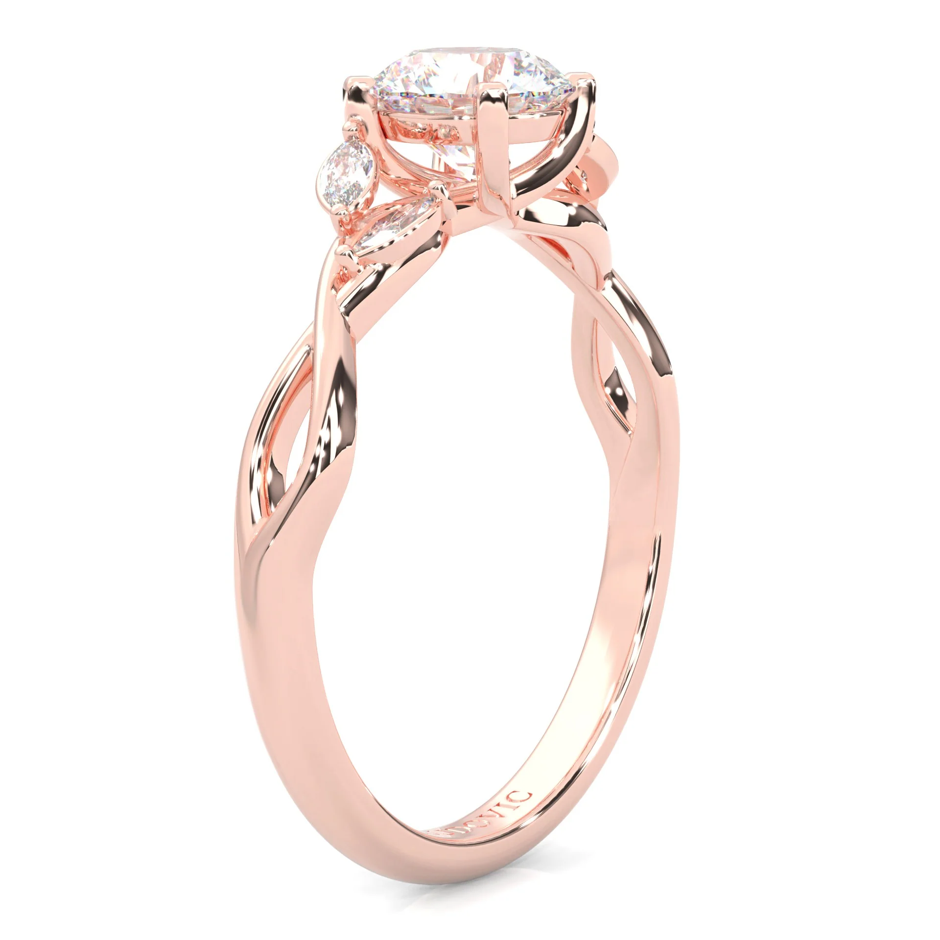 Unique Twist Engagement Ring ( Rose Gold 14K ) - Image 5
