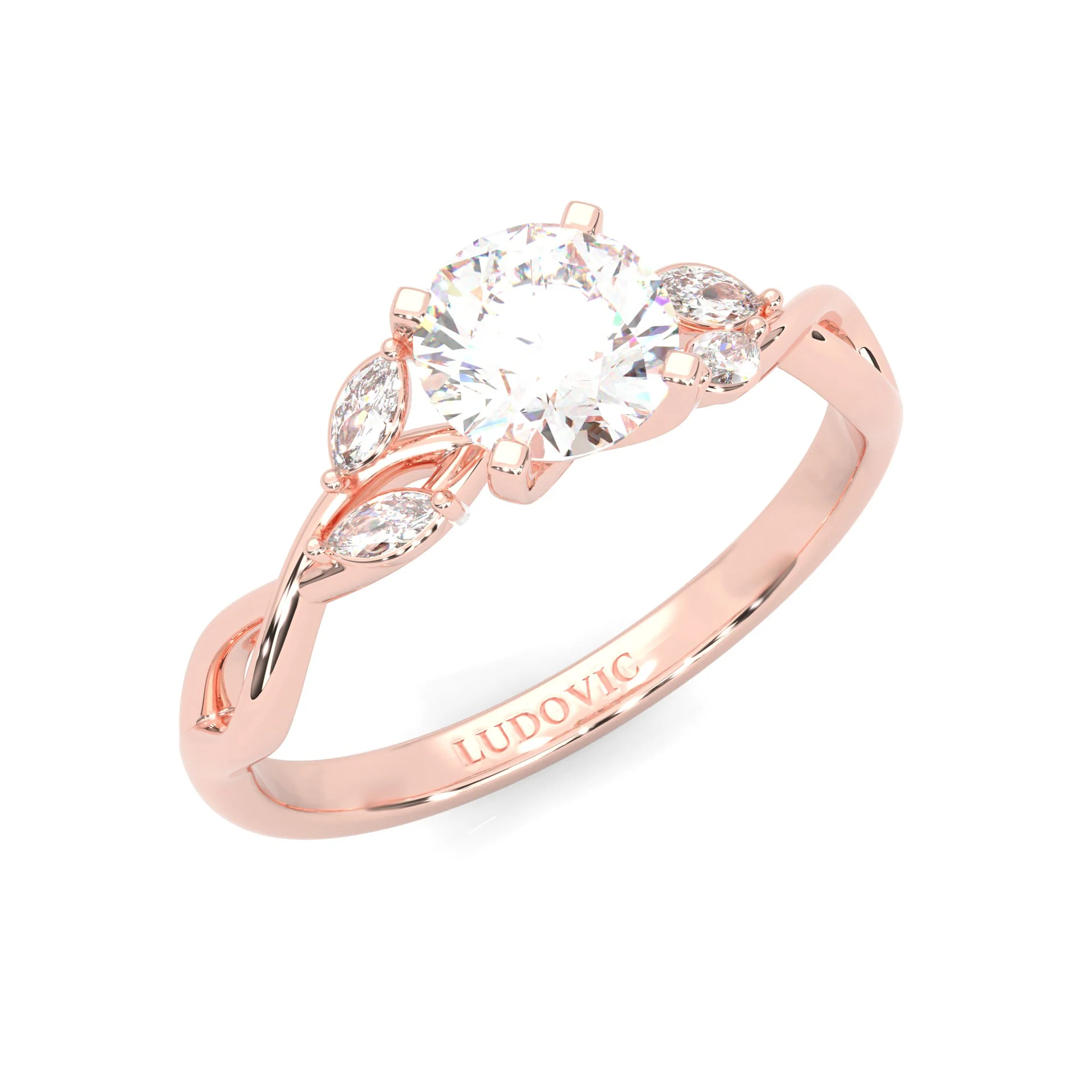 Unique Twist Engagement Ring ( Rose Gold 14K ) - Image 7