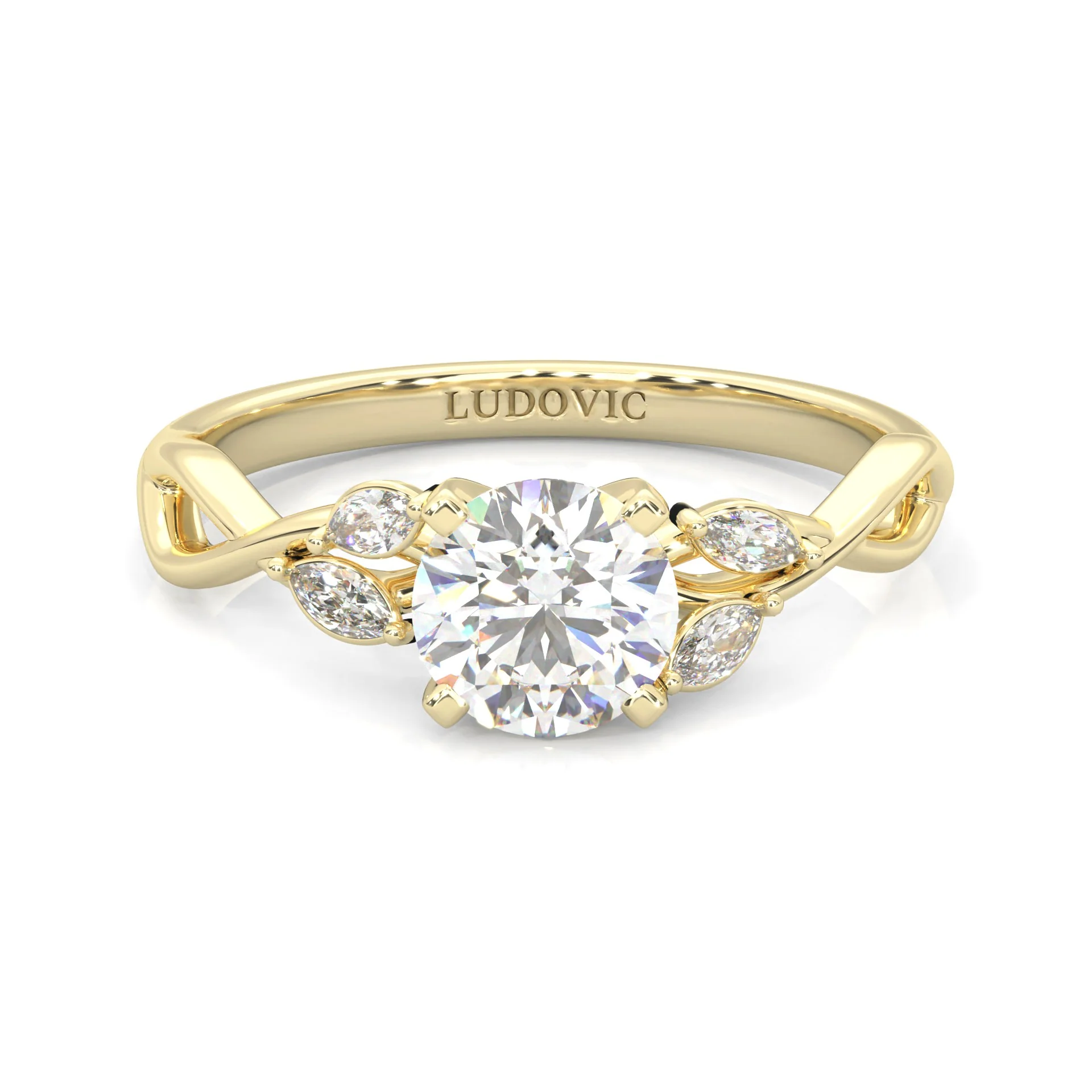 Unique Twist Engagement Ring ( Yellow Gold 14K )