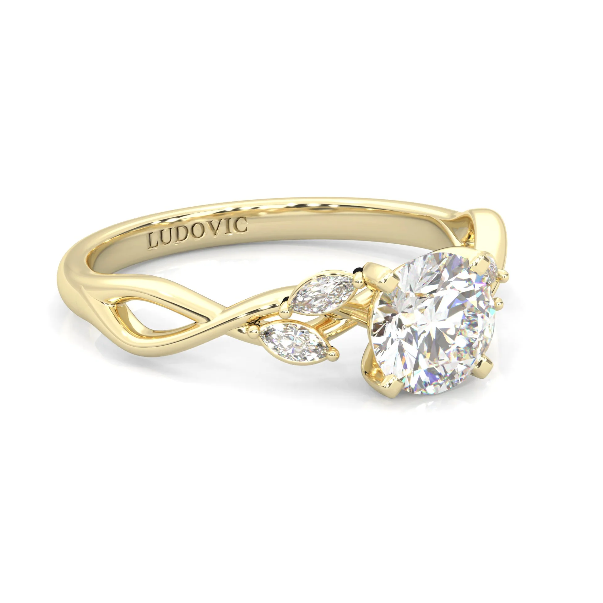 Unique Twist Engagement Ring ( Yellow Gold 14K ) - Image 2