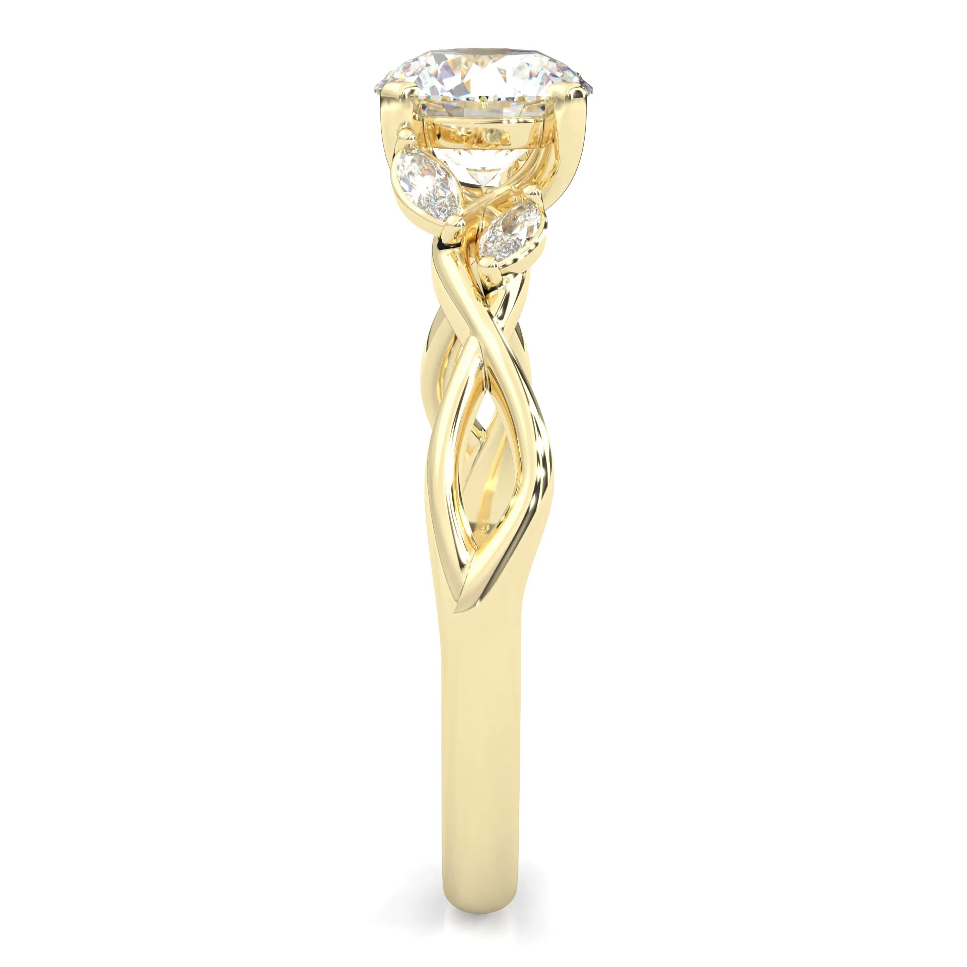 Unique Twist Engagement Ring ( Yellow Gold 14K ) - Image 3