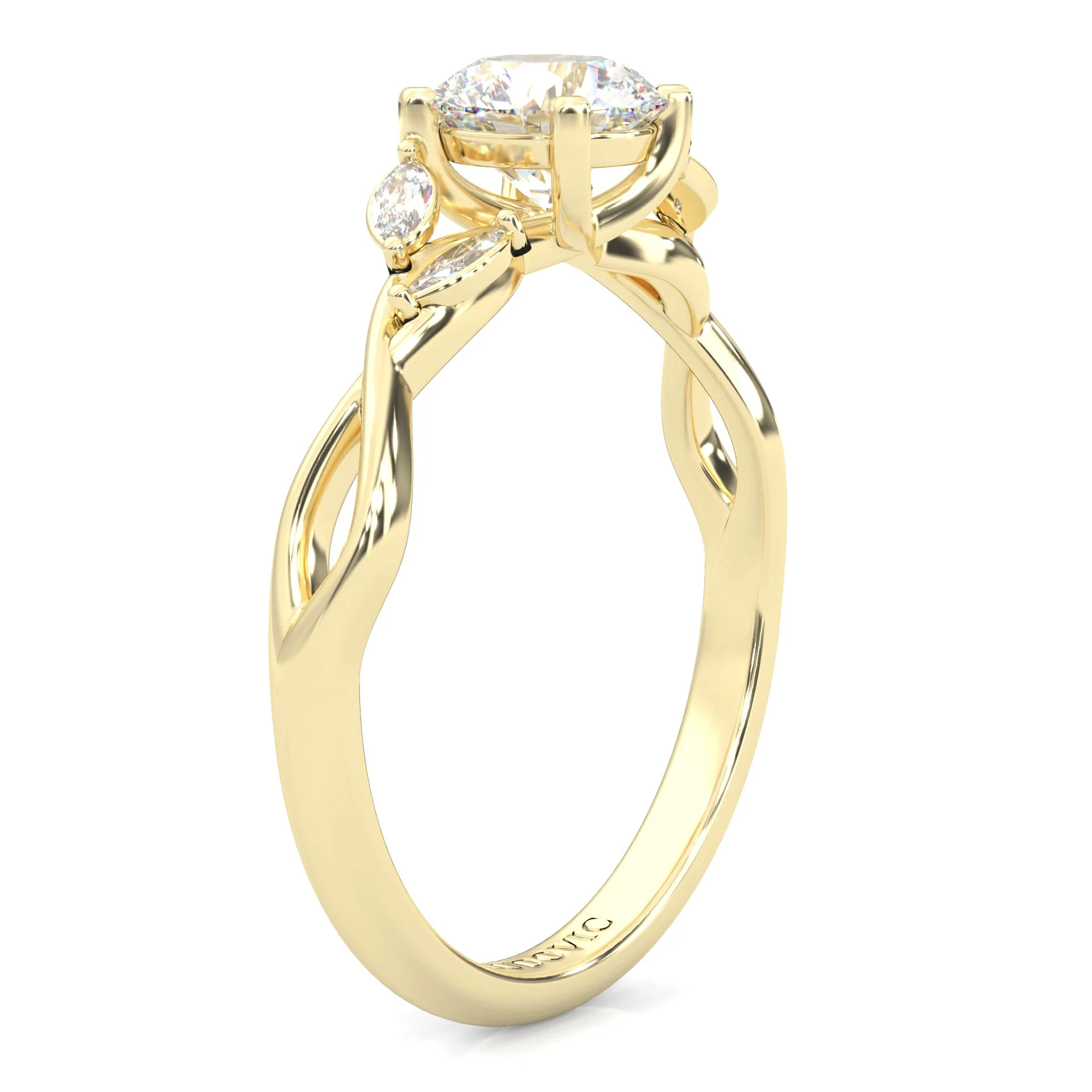 Unique Twist Engagement Ring ( Yellow Gold 14K ) - Image 4