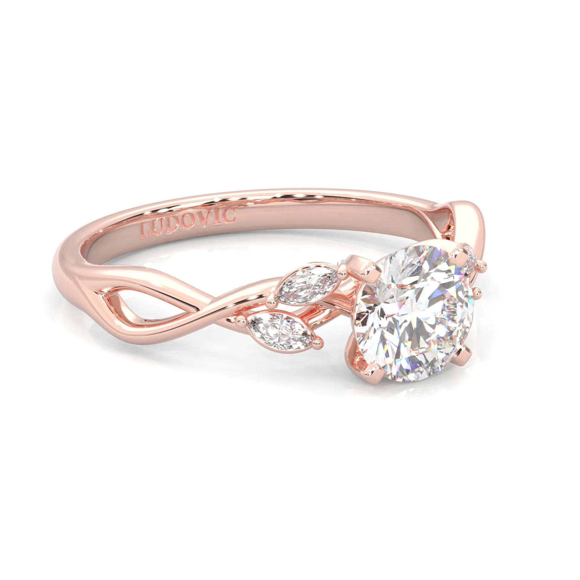 Unique Twist Wedding Set (14k Solid Rose Gold) - Image 4