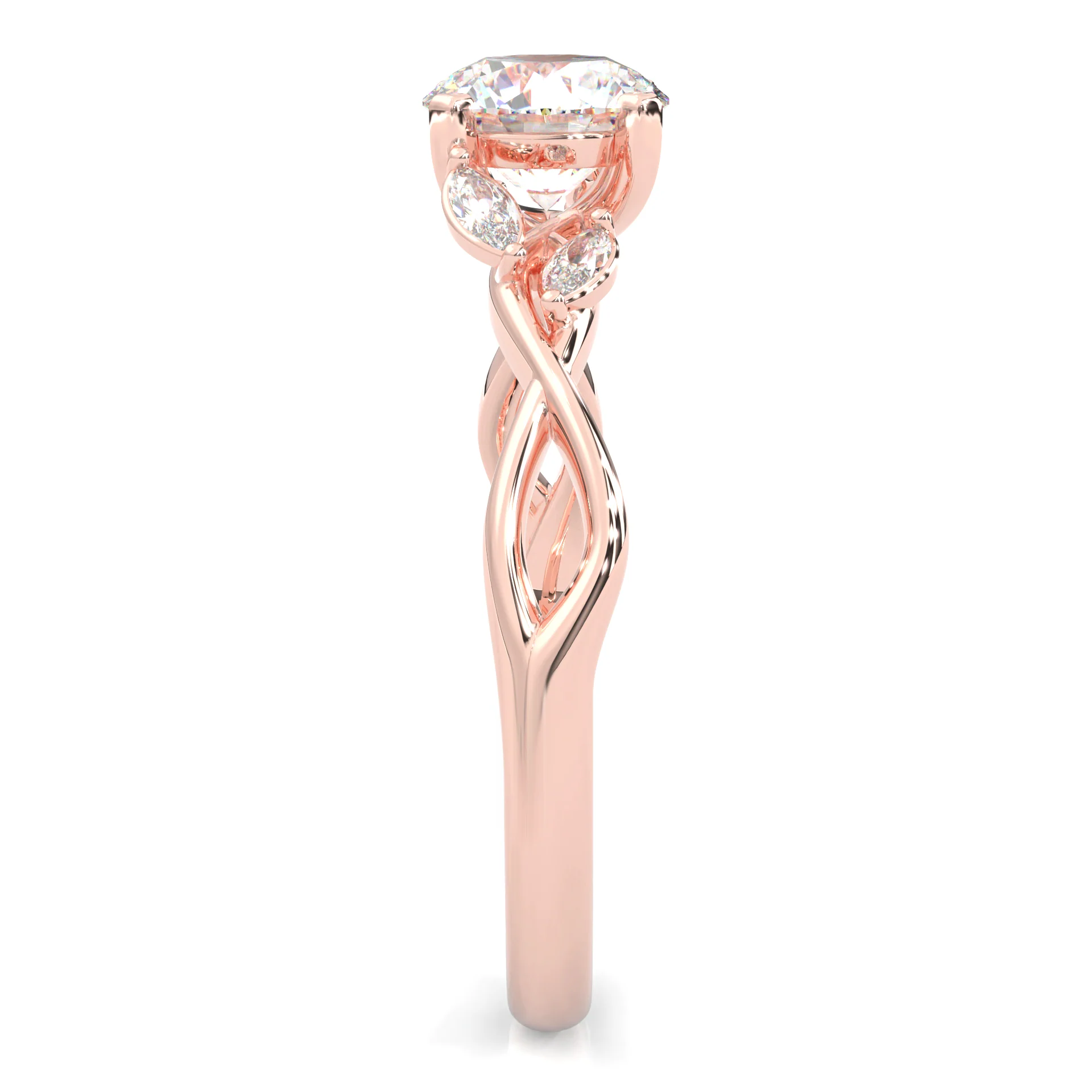 Unique Twist Wedding Set (14k Solid Rose Gold) - Image 5