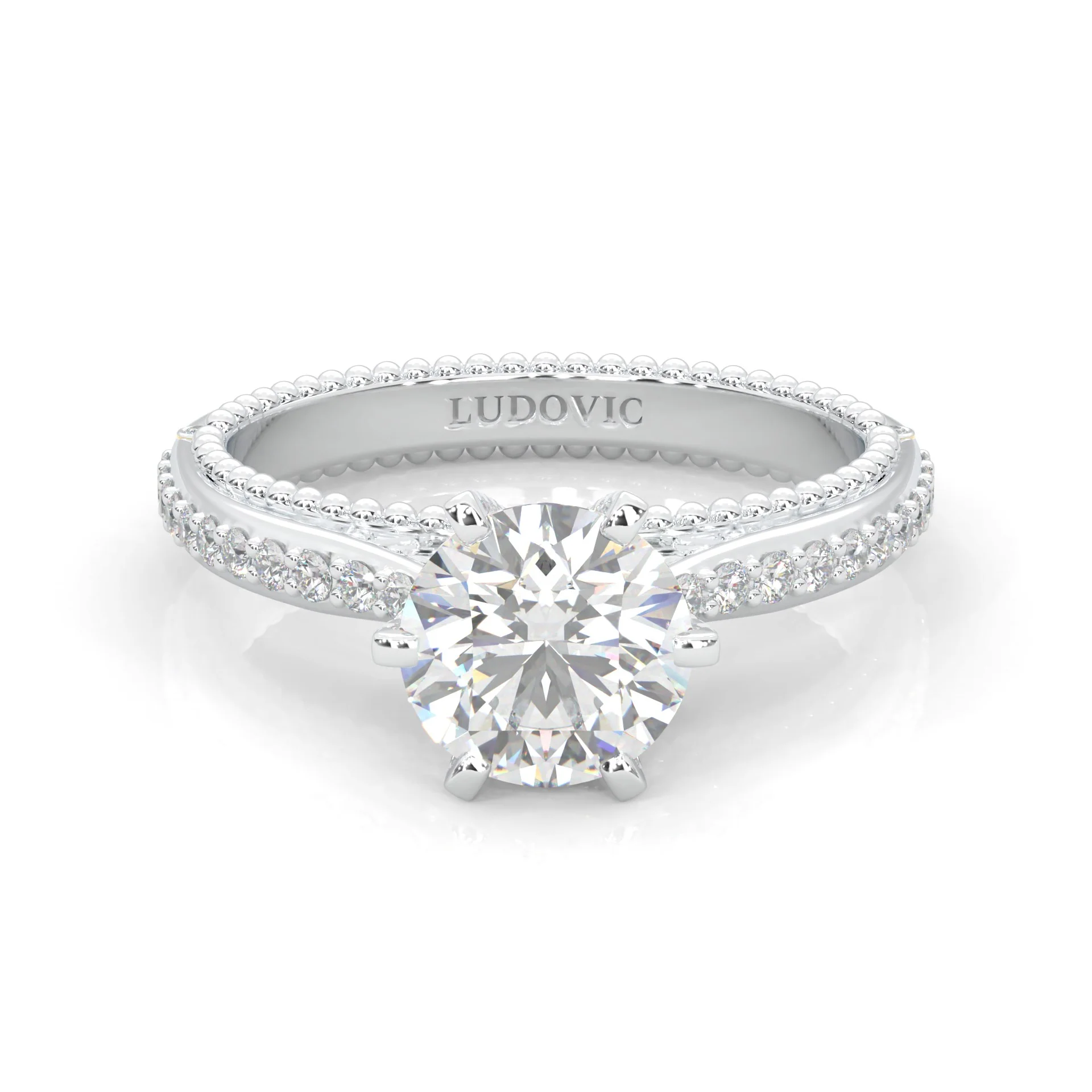 Unique Vintage Round Engagement Ring (14k Solid Gold)