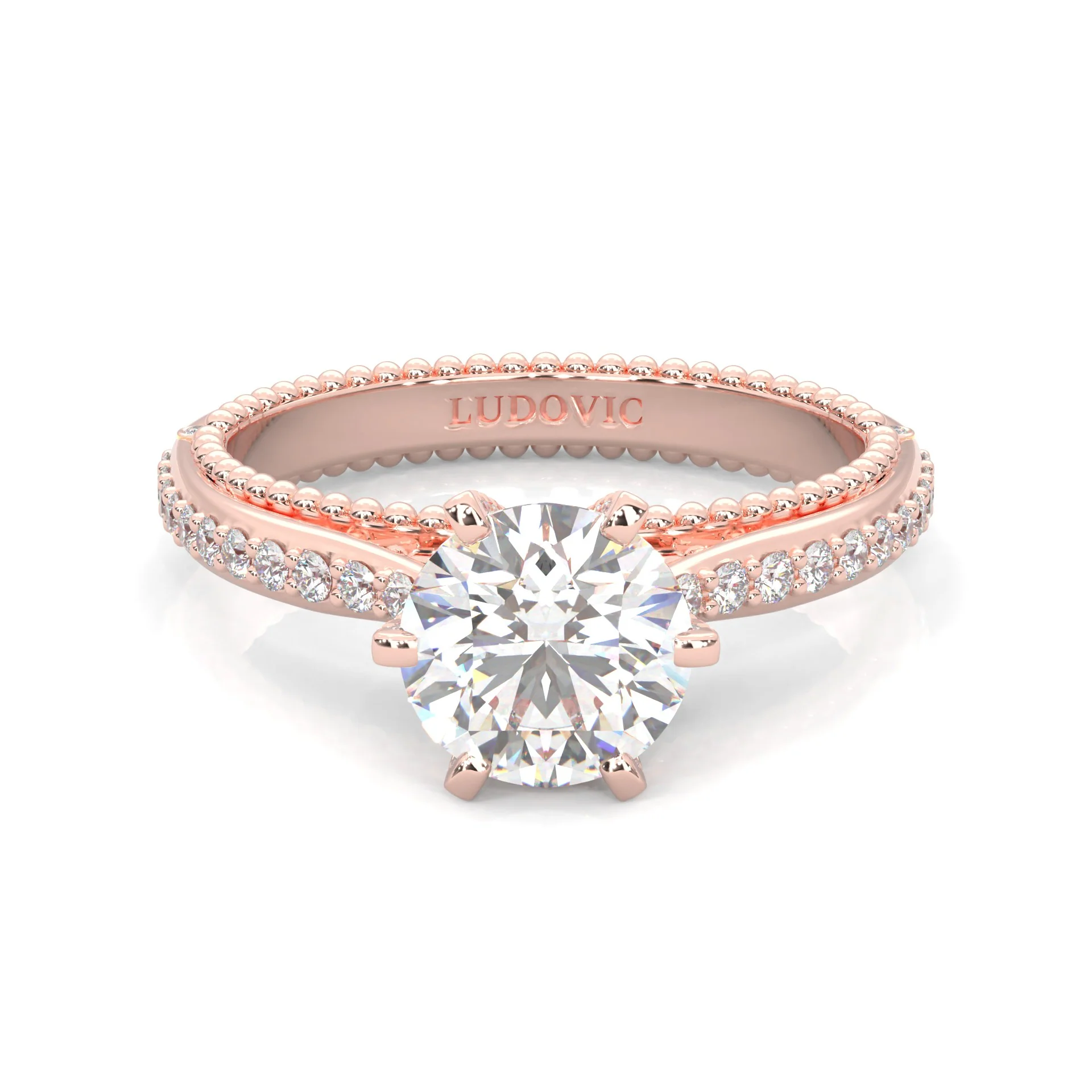 Unique Vintage Round Engagement Ring ( Rose Gold 14k )