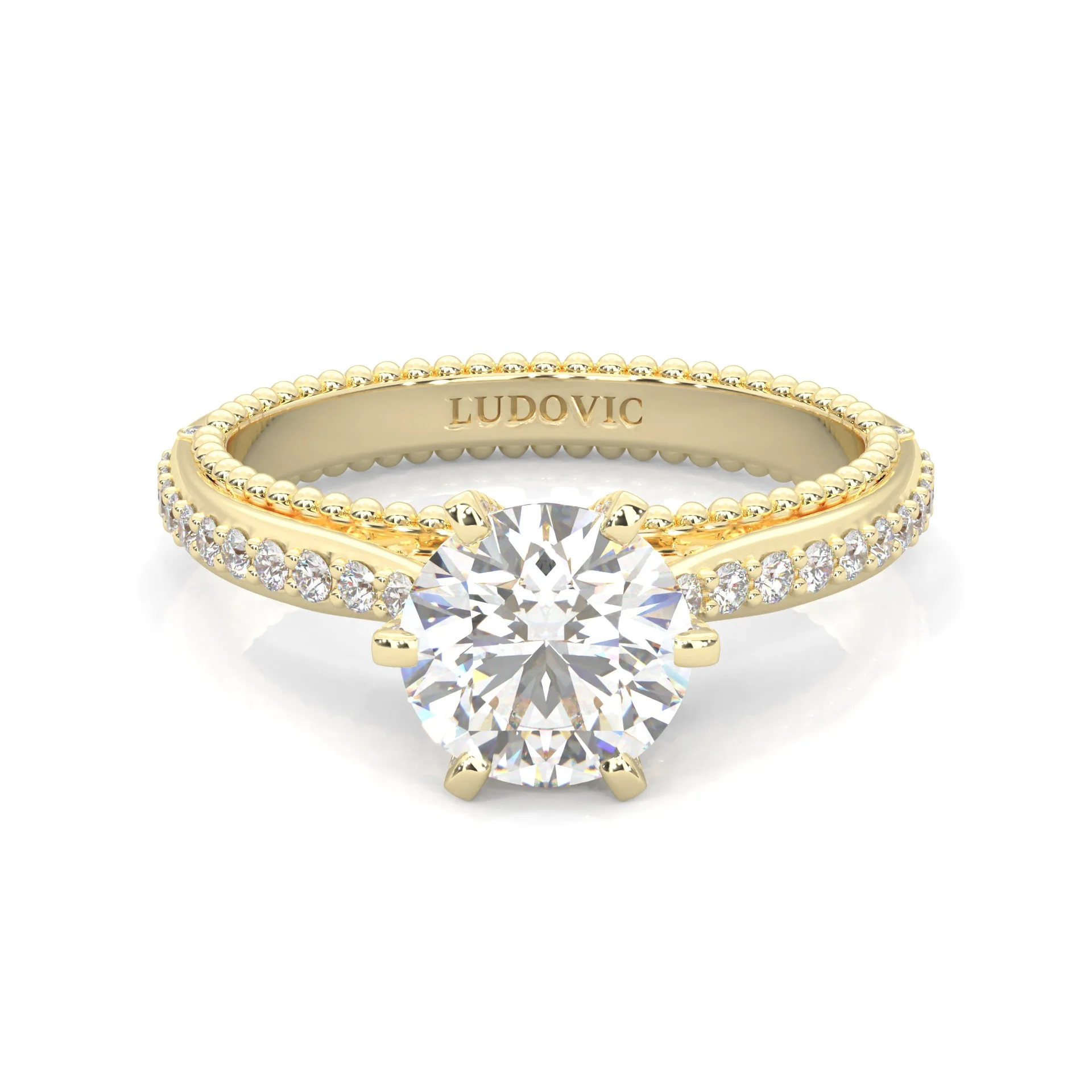 Unique Vintage Round Engagement Ring ( Yellow Gold 18k )