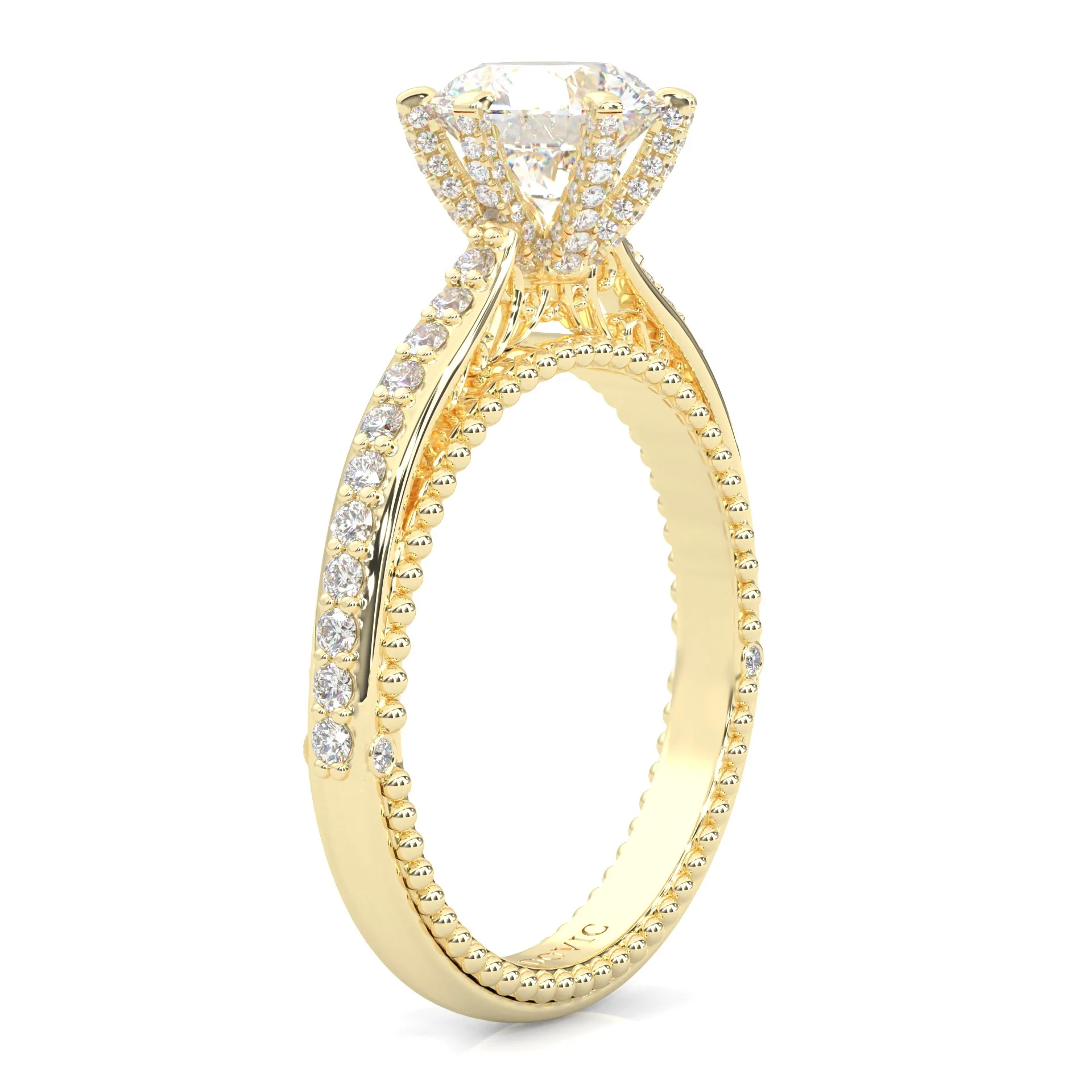 Unique Vintage Round Engagement Ring ( Yellow Gold 18k ) - Image 3