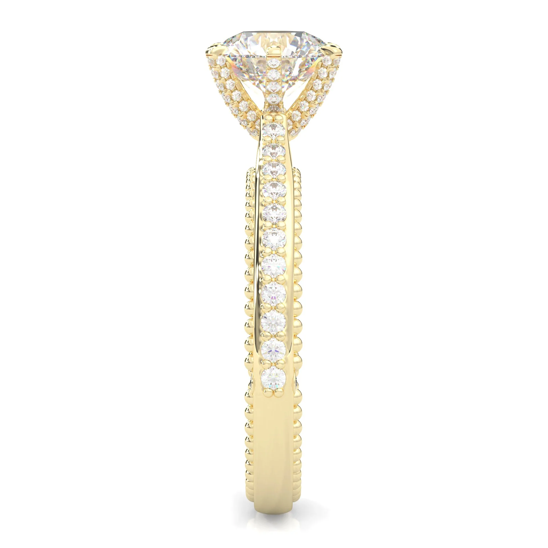 Unique Vintage Round Engagement Ring ( Yellow Gold 18k ) - Image 4
