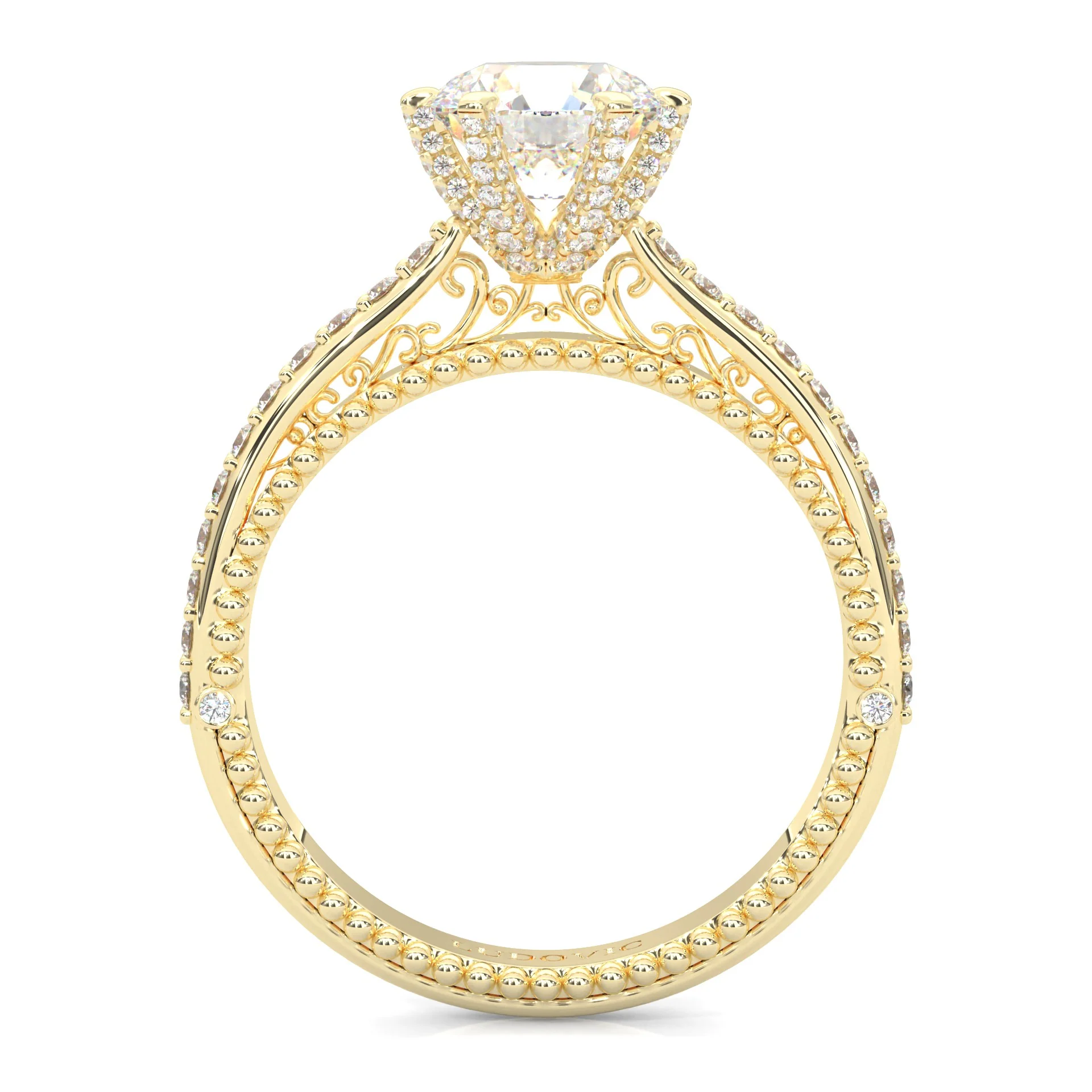 Unique Vintage Round Engagement Ring ( Yellow Gold 18k ) - Image 5