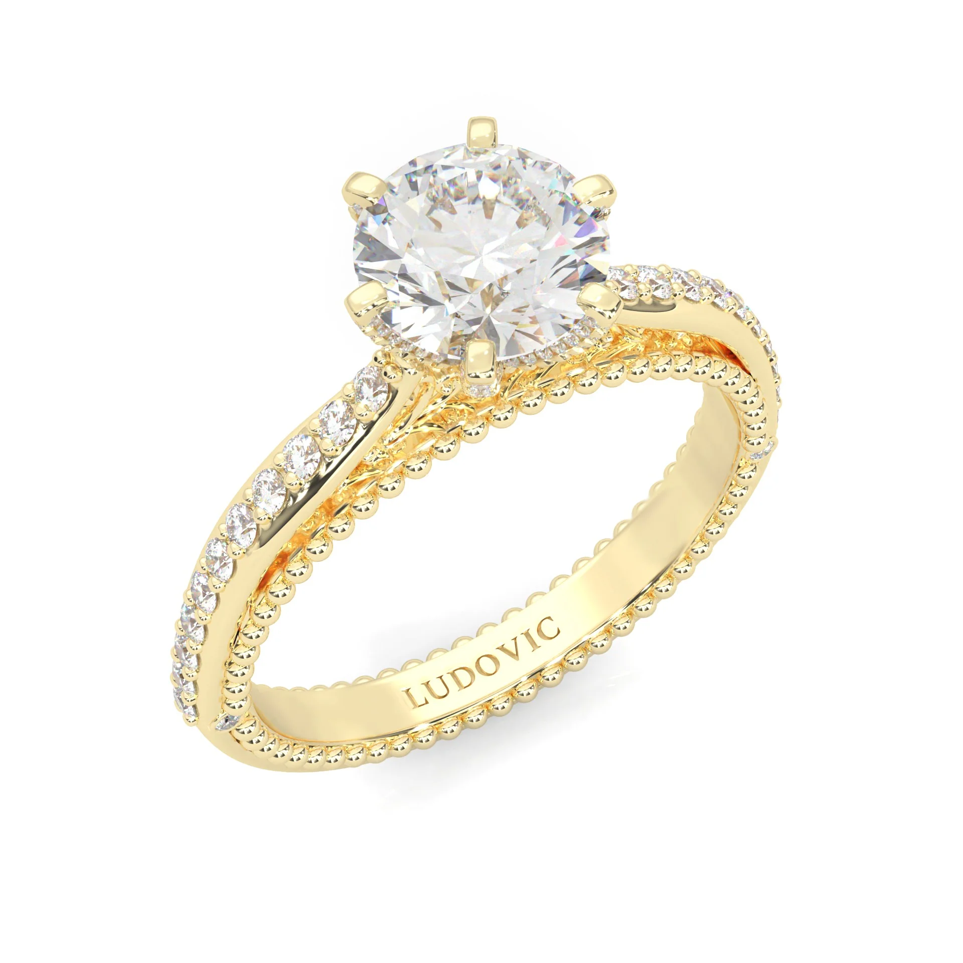 Unique Vintage Round Engagement Ring ( Yellow Gold 18k ) - Image 6