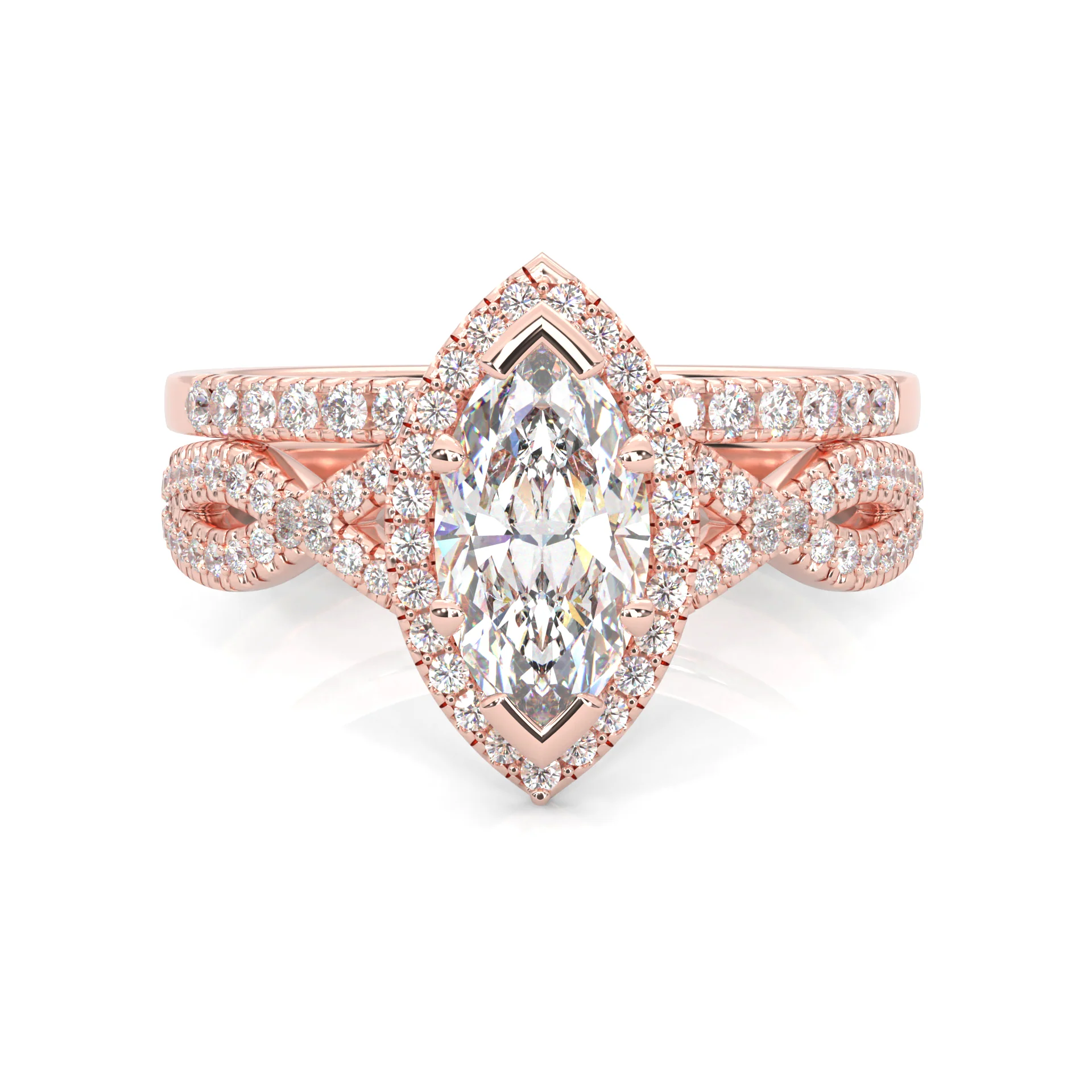 Wedding Set 4 (14k Solid Rose Gold)