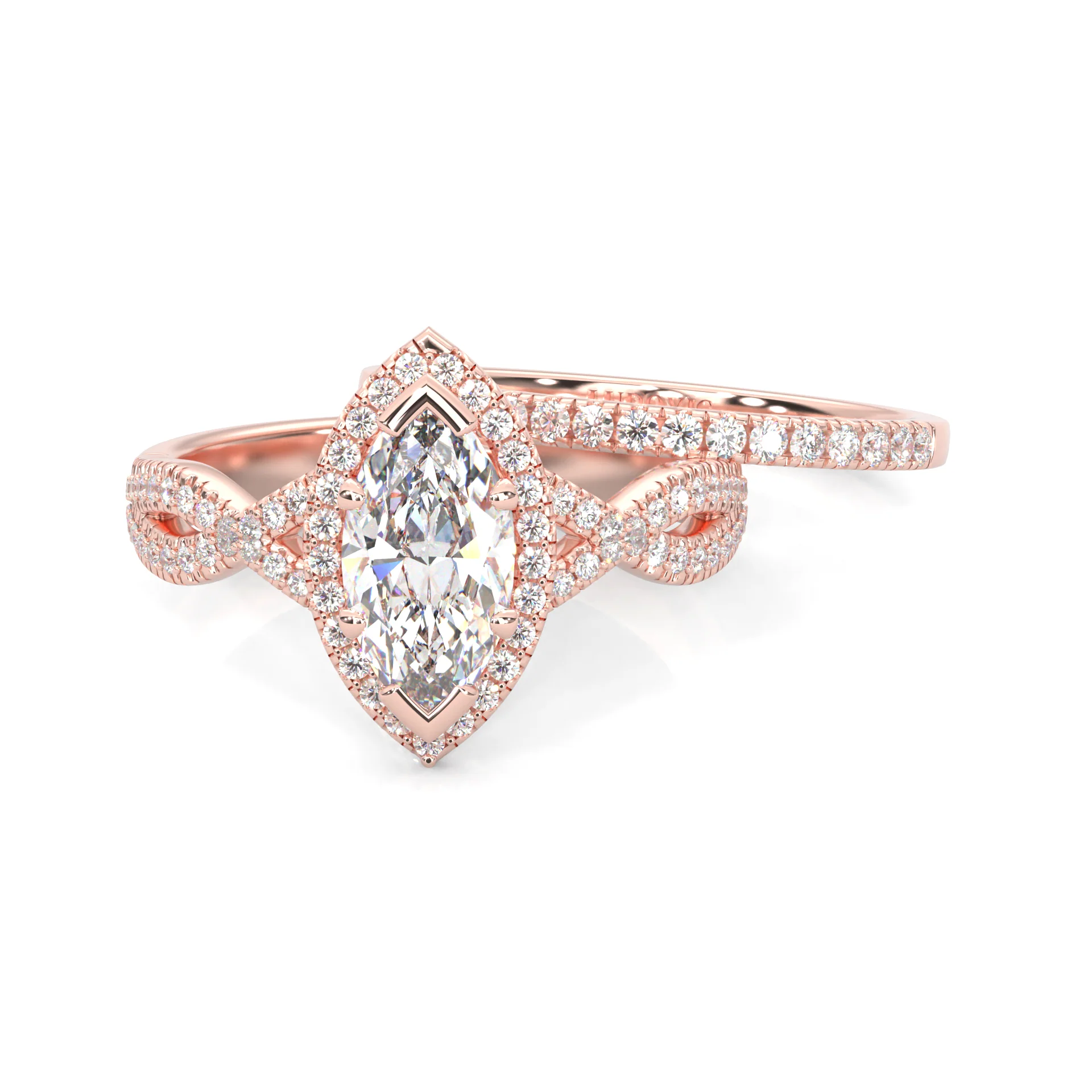 Wedding Set 4 (14k Solid Rose Gold) - Image 2