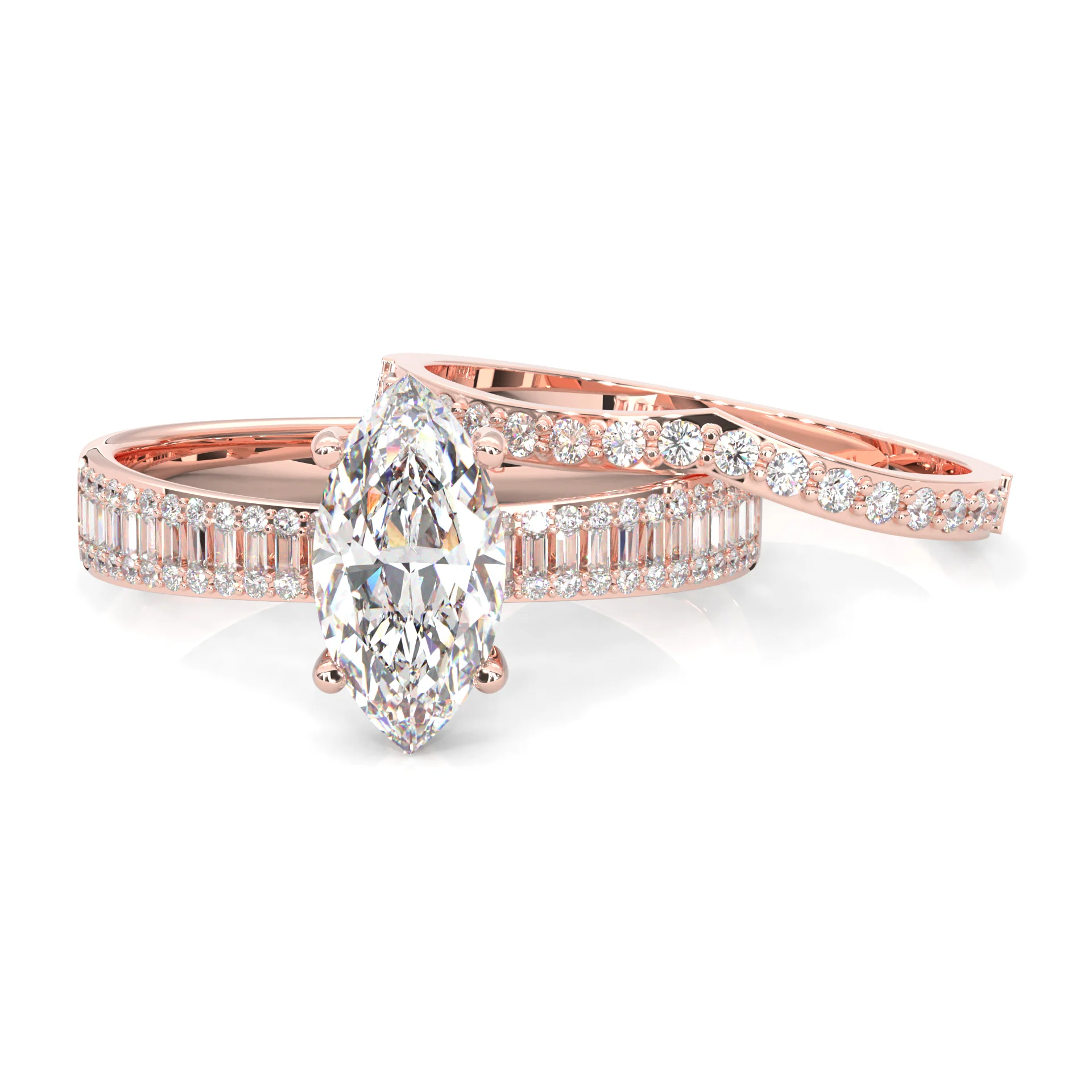 Wedding Set 7 (14k Solid Rose Gold) - Image 2